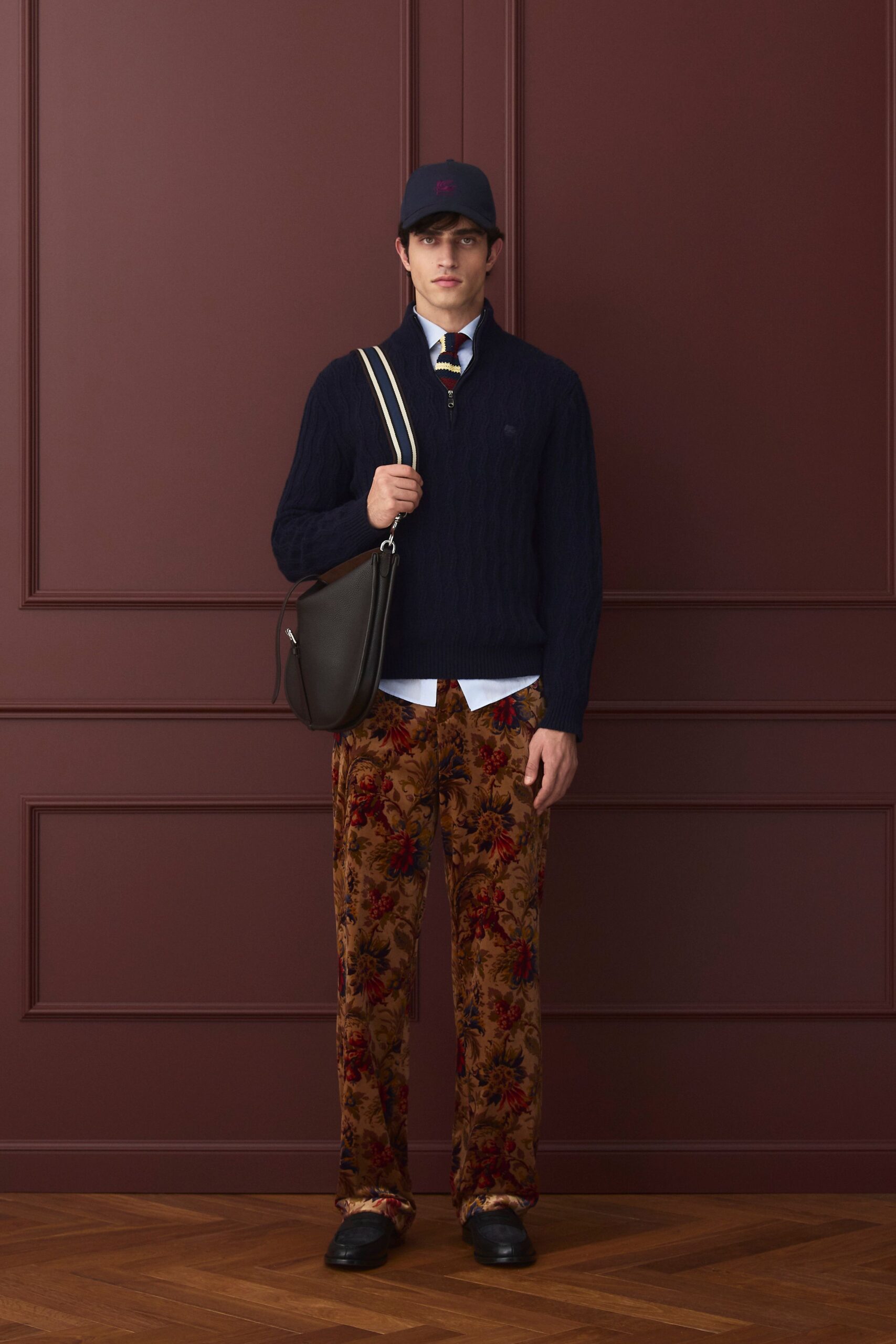 brown cotton fitted flared pants