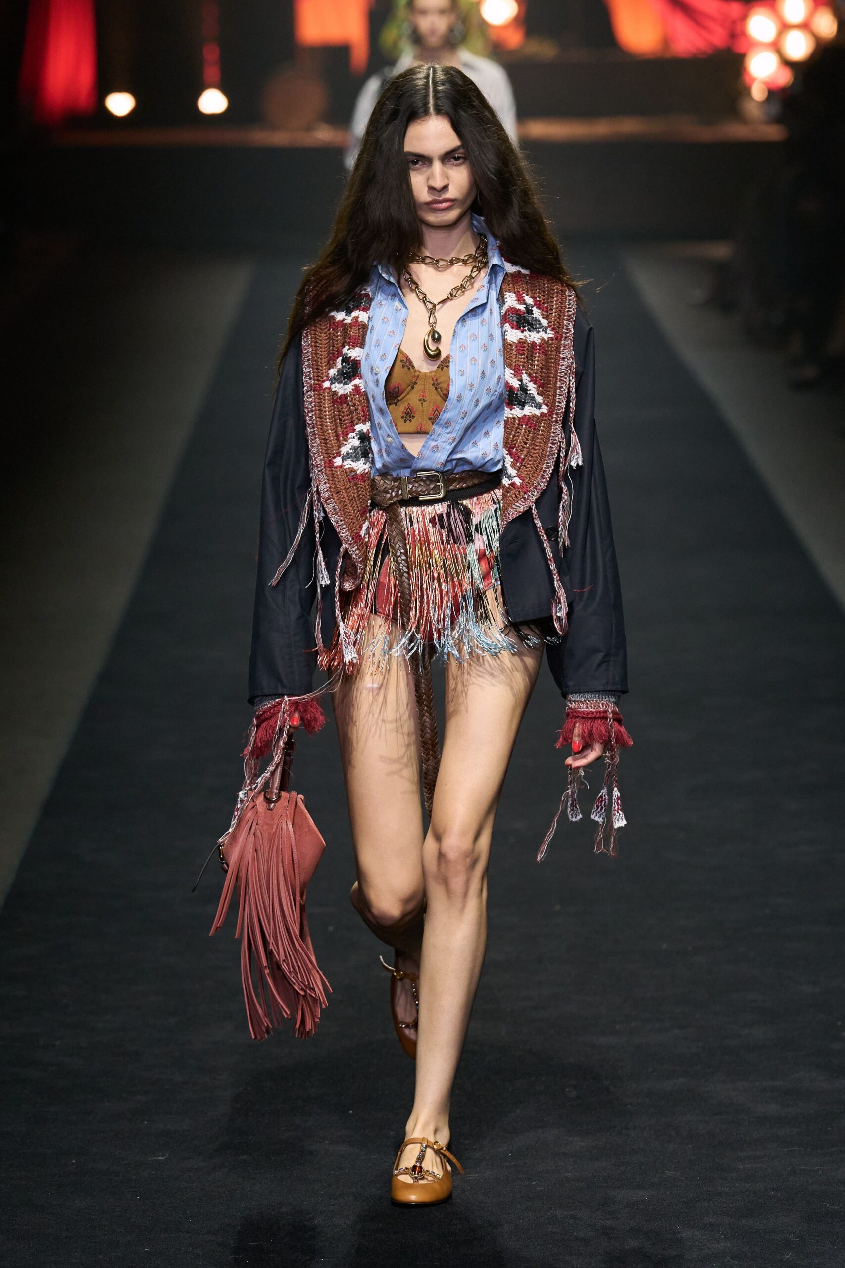 black relaxed jacket with fringes