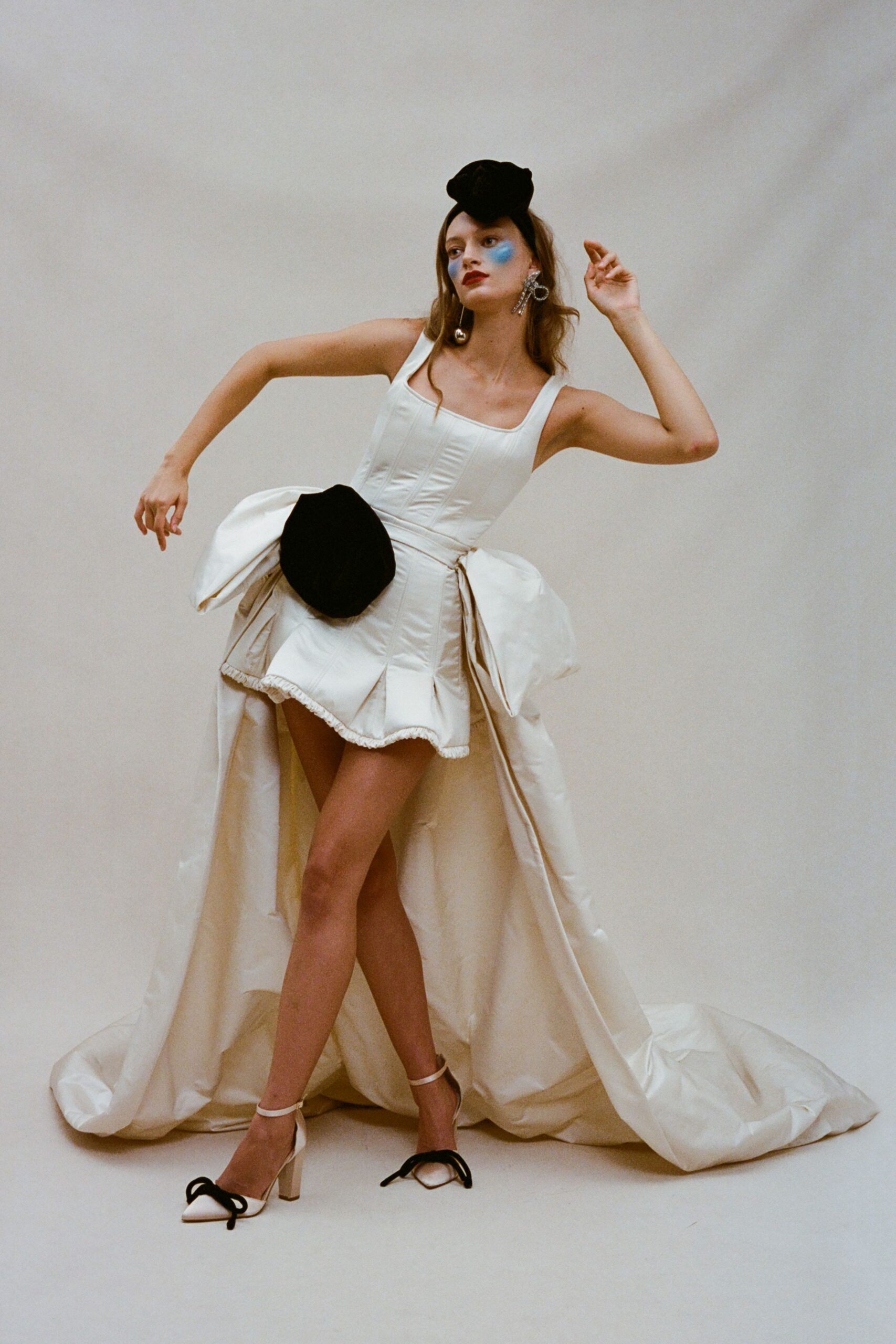 white silk pleated midi dress