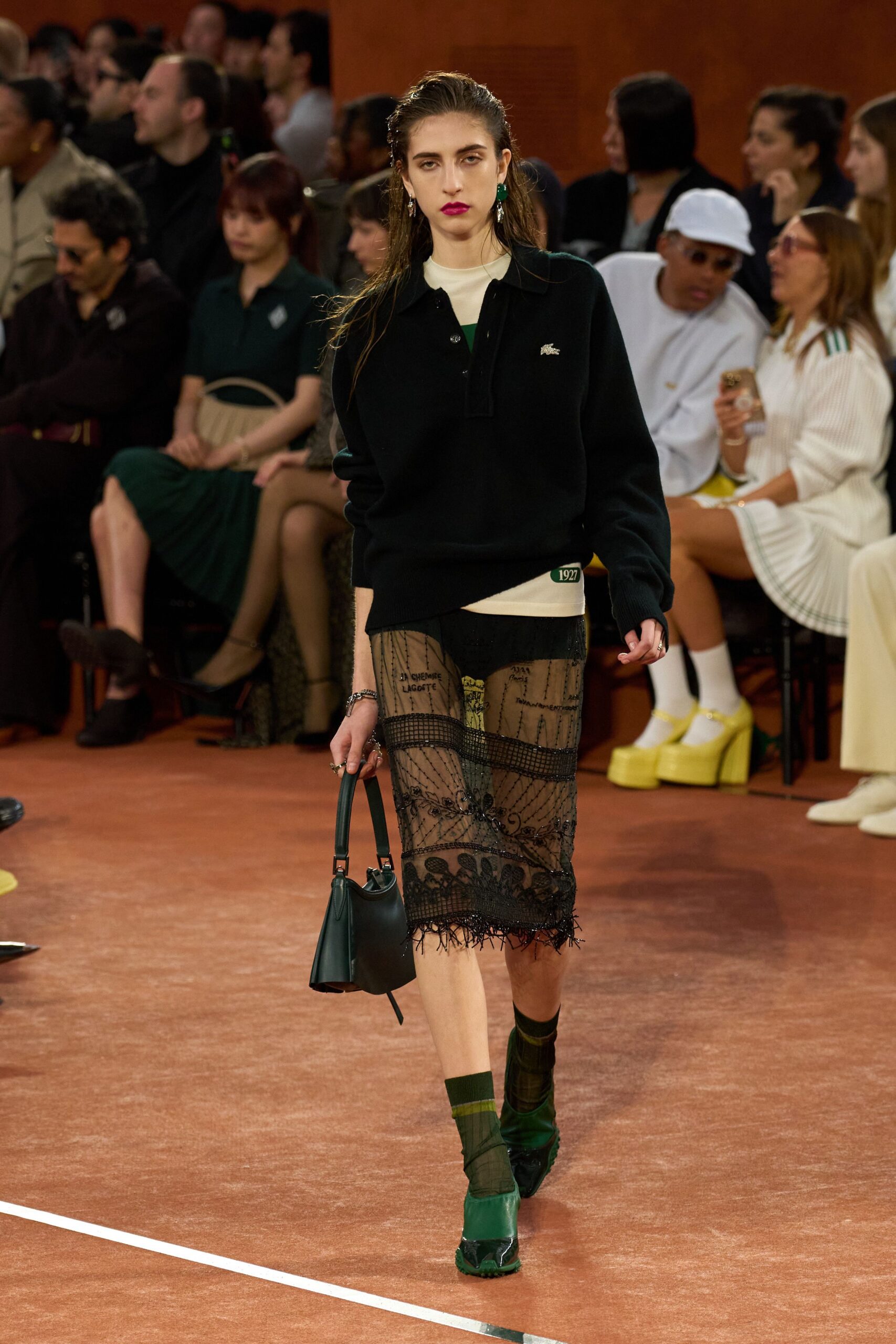 black sweater lace skirt outfit