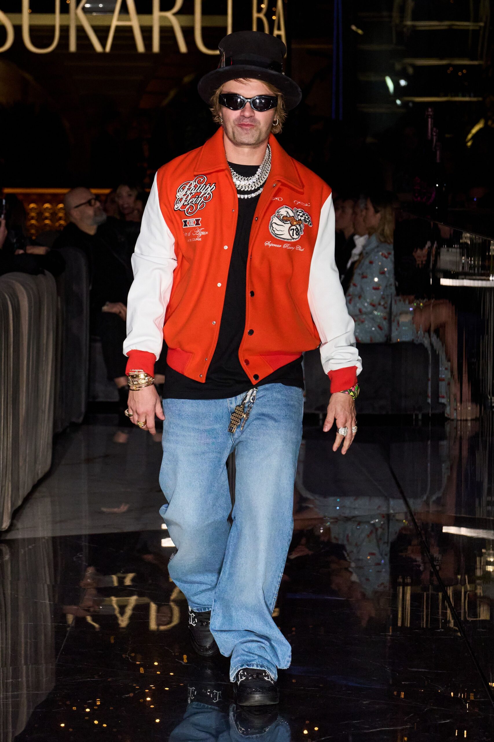 red cotton long-sleeve collared relaxed embroidered jacket