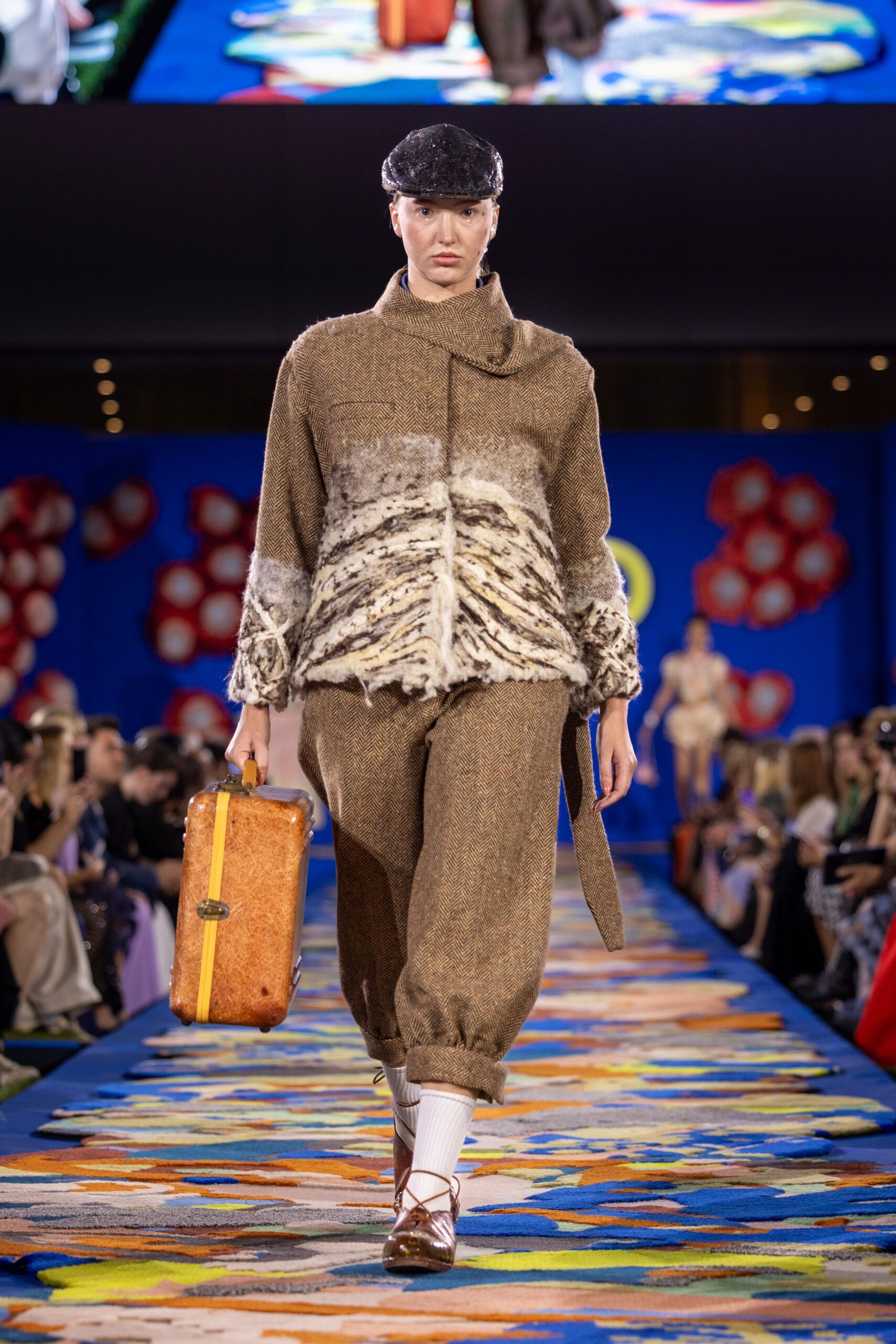brown wool relaxed top and pants