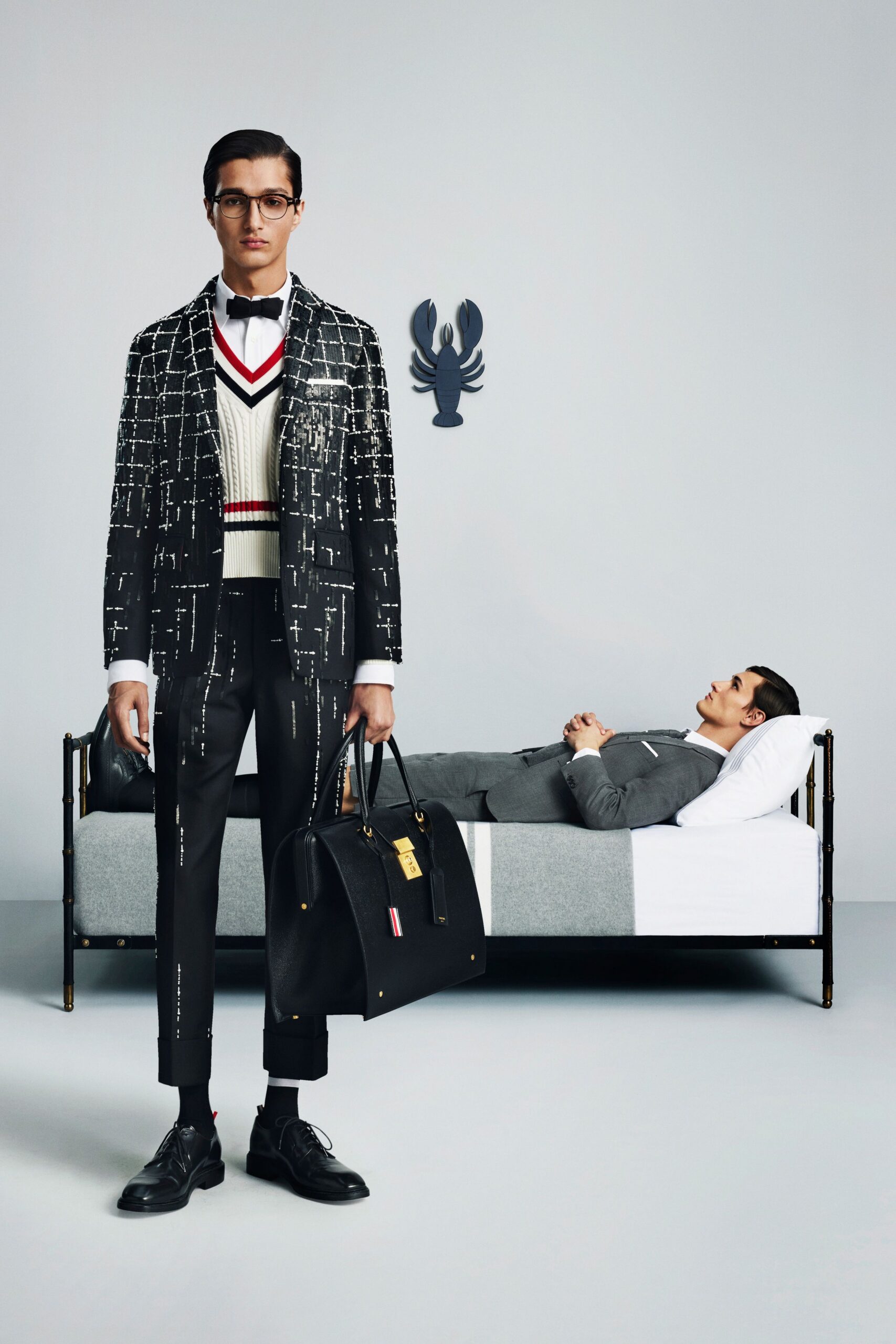 black and white tailored suit