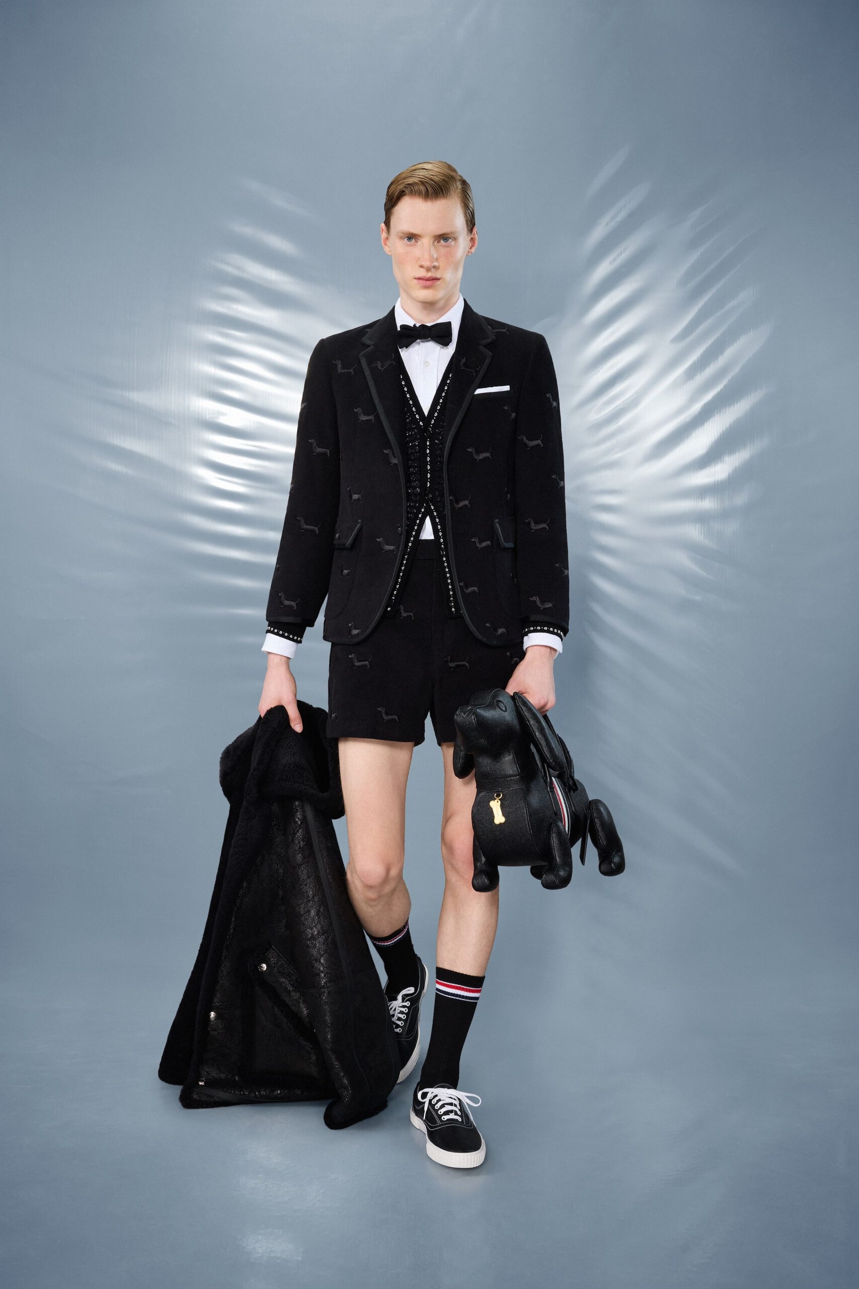 black tailored blazer with shorts