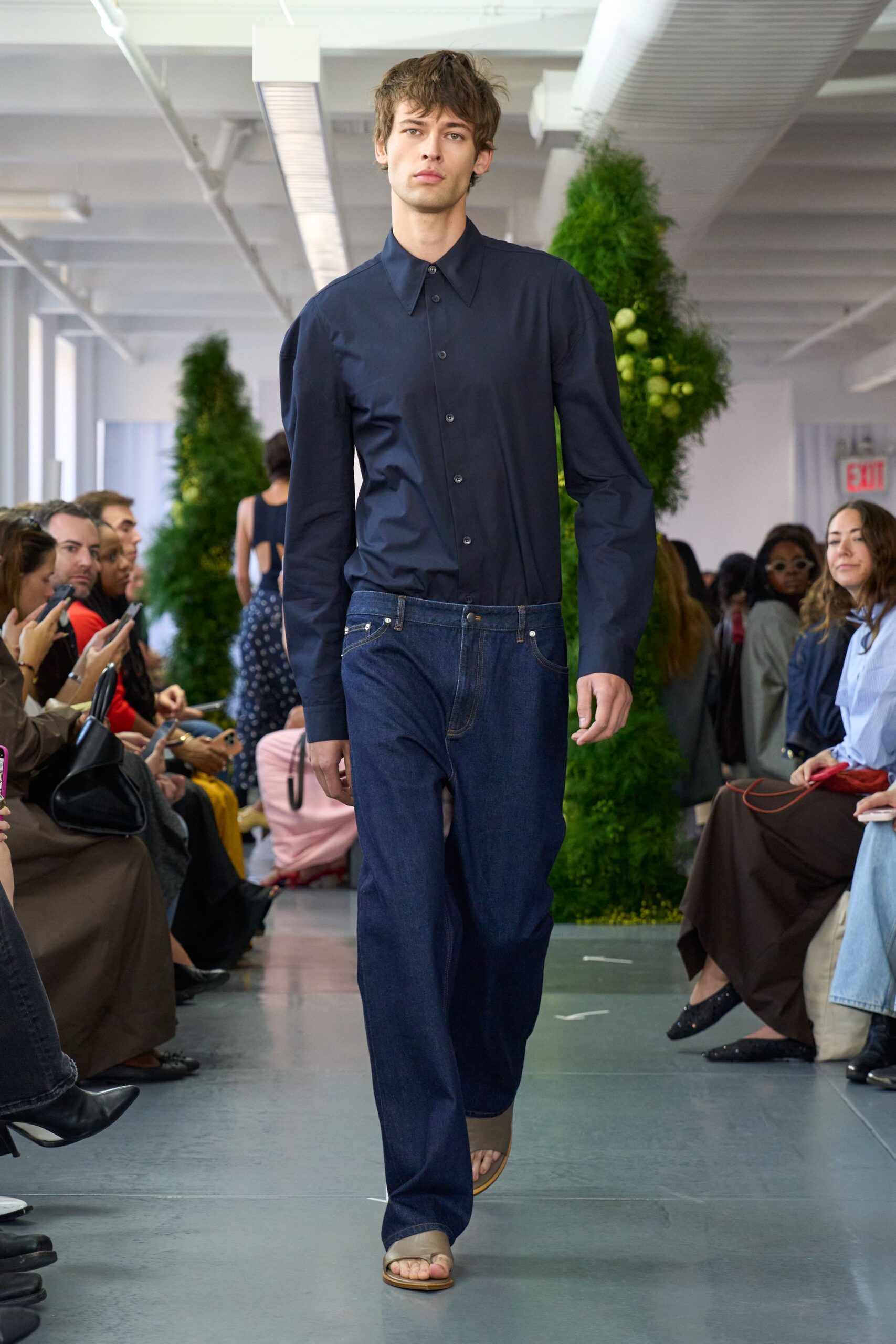 blue relaxed shirt with jeans
