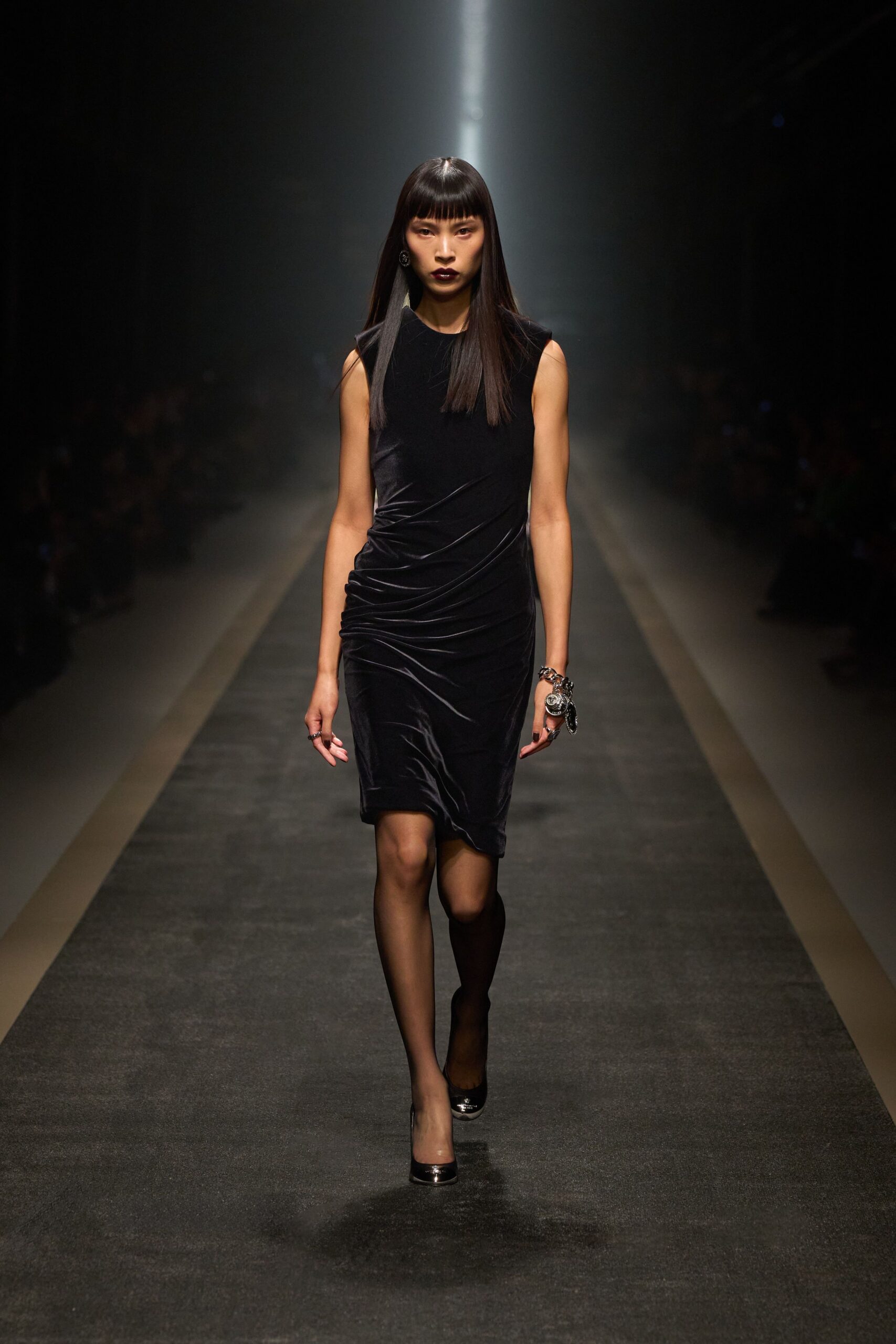 black velvet fitted dress