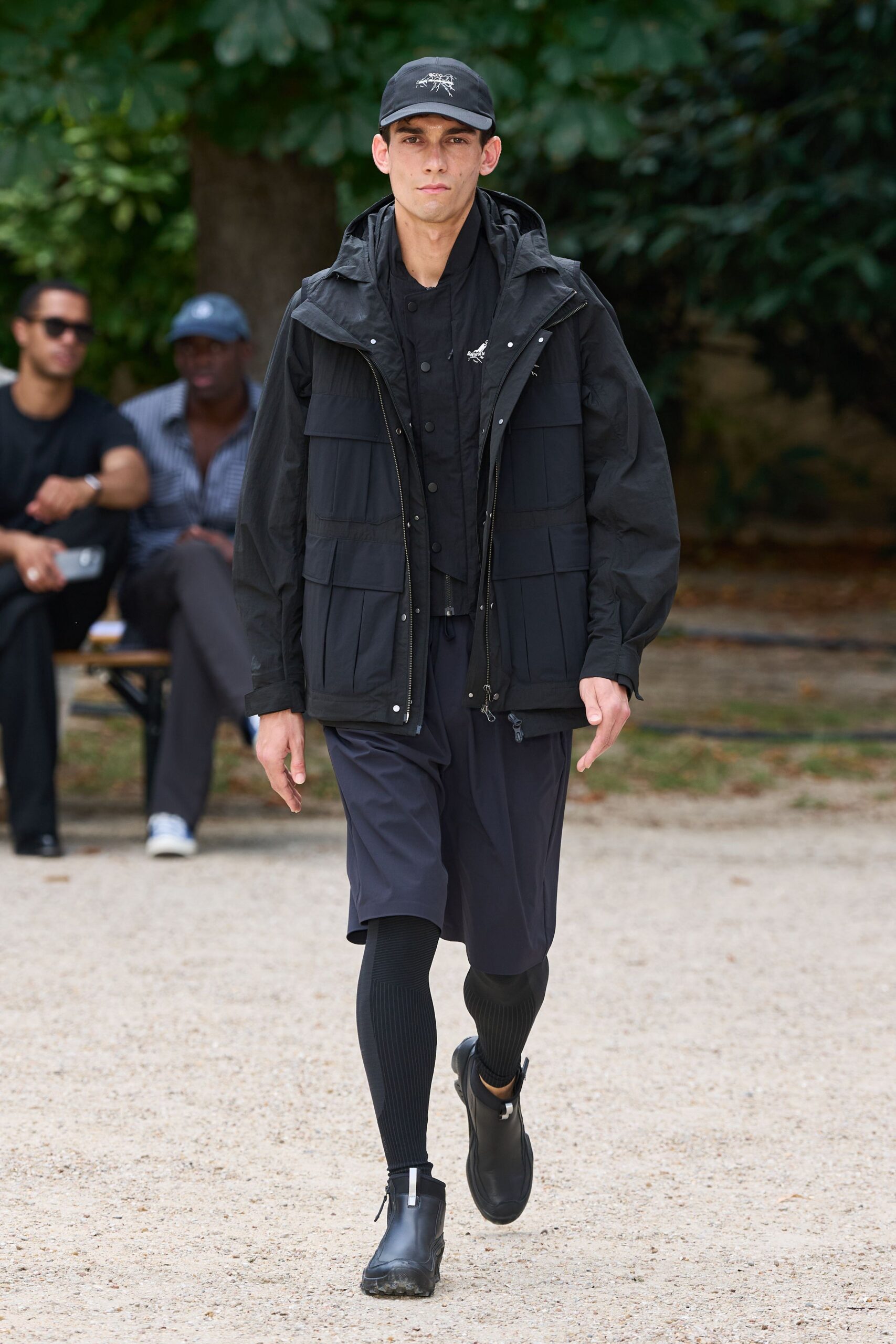 black relaxed jacket with shorts
