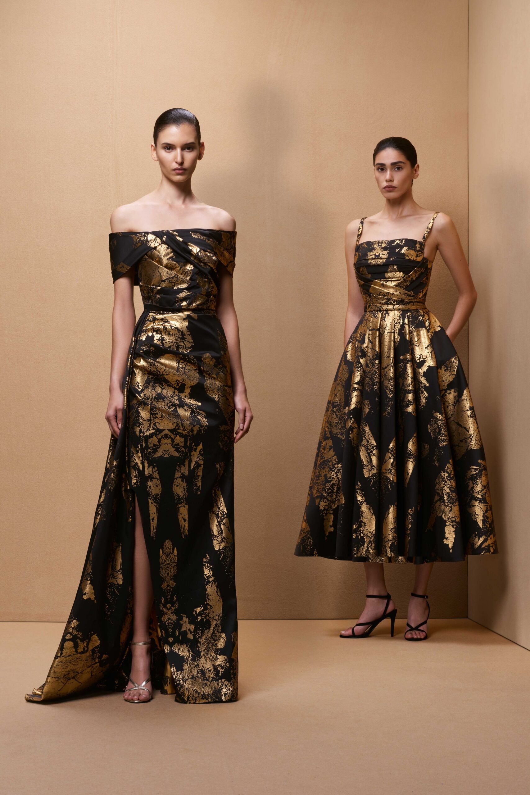 black and gold evening gowns