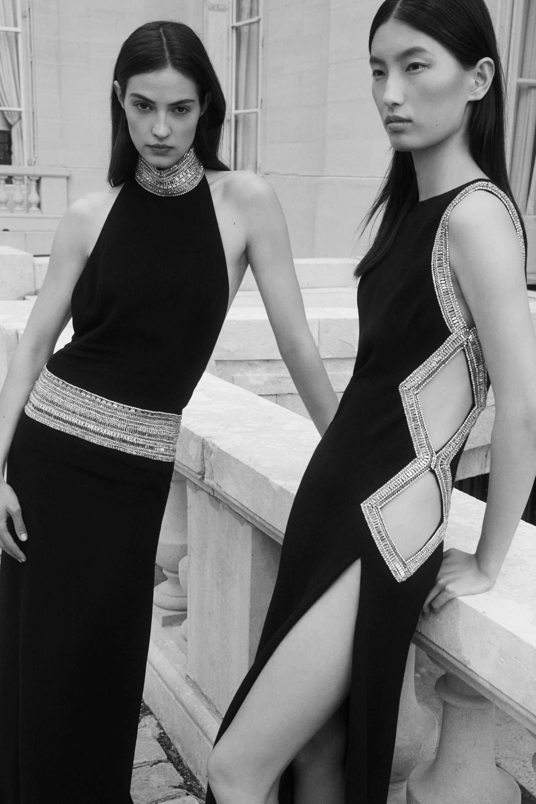black silk fitted gowns