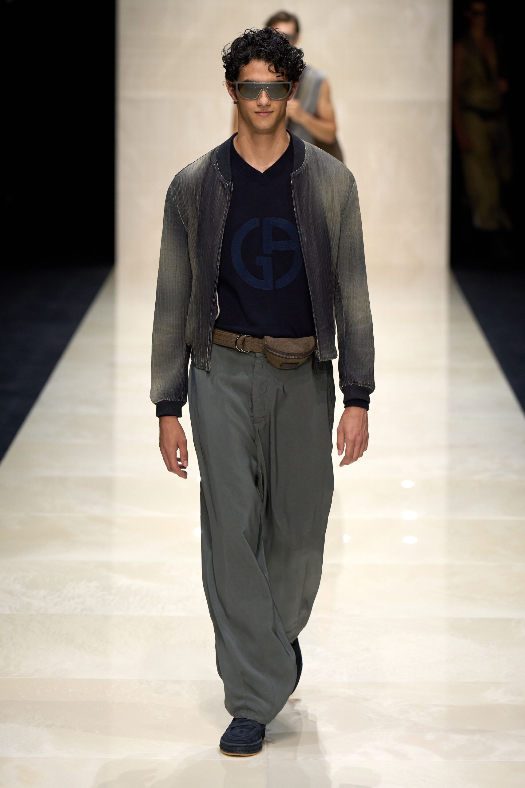 gray relaxed jacket with black t-shirt