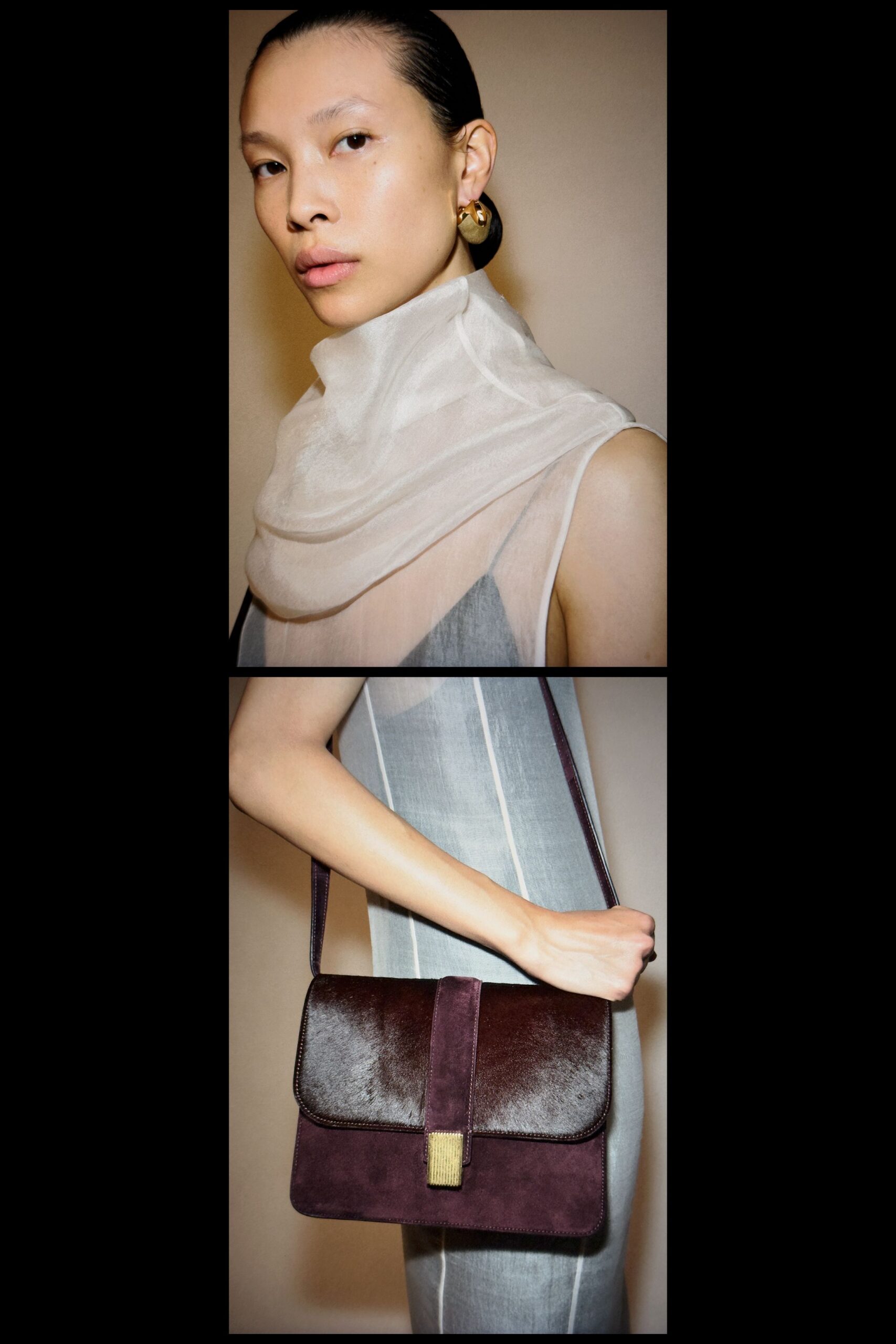 gray silk sleeveless v-neck fitted layered sheer dress