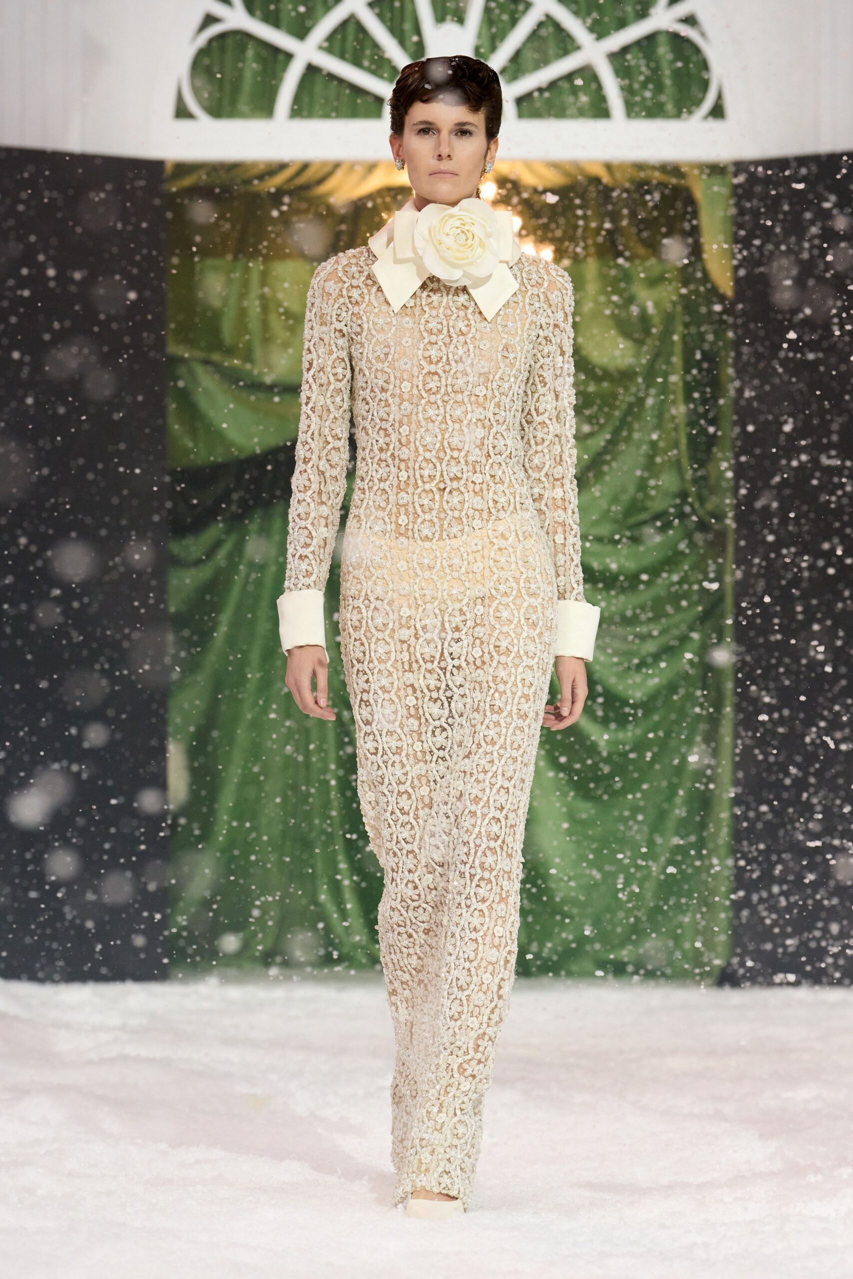 ivory lace fitted catsuit