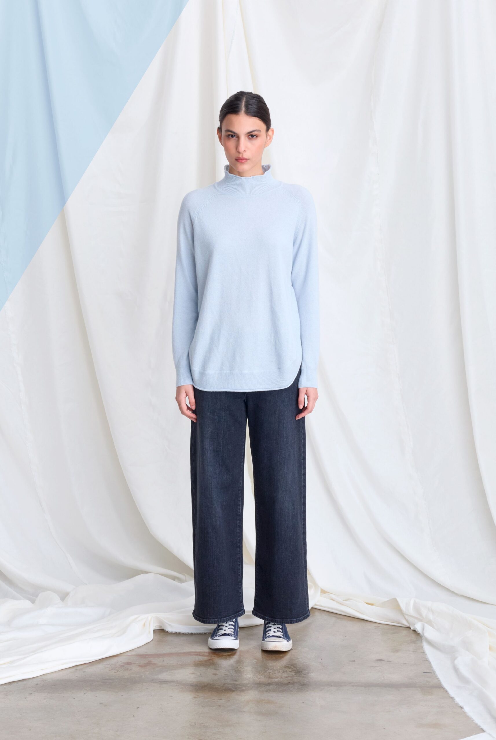 black denim relaxed wide-leg pants