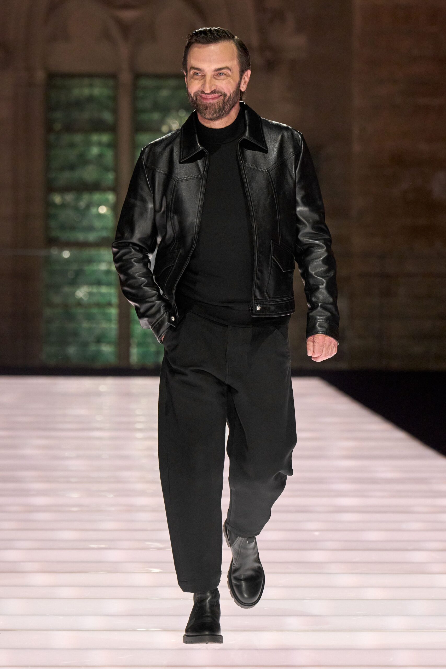 black leather jacket and pants