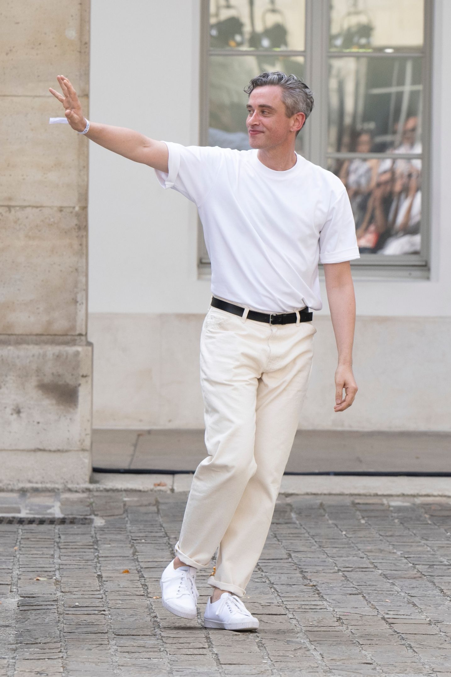 white cotton short-sleeve collared relaxed t-shirt