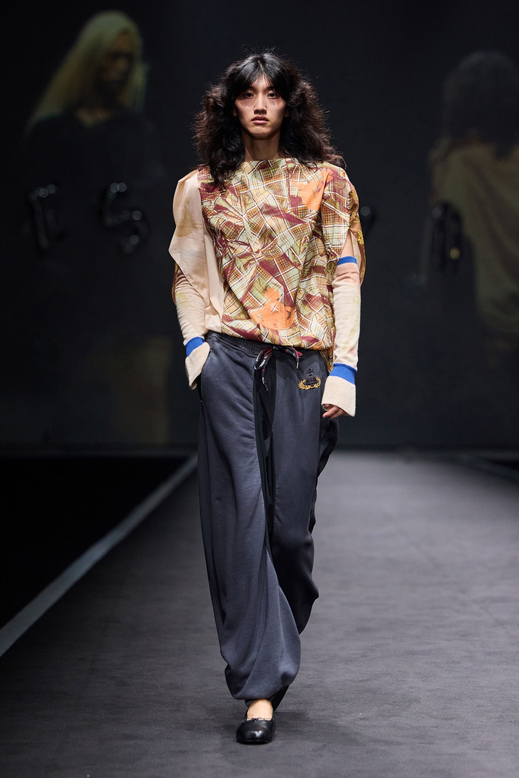 multi cotton long-sleeve relaxed printed top