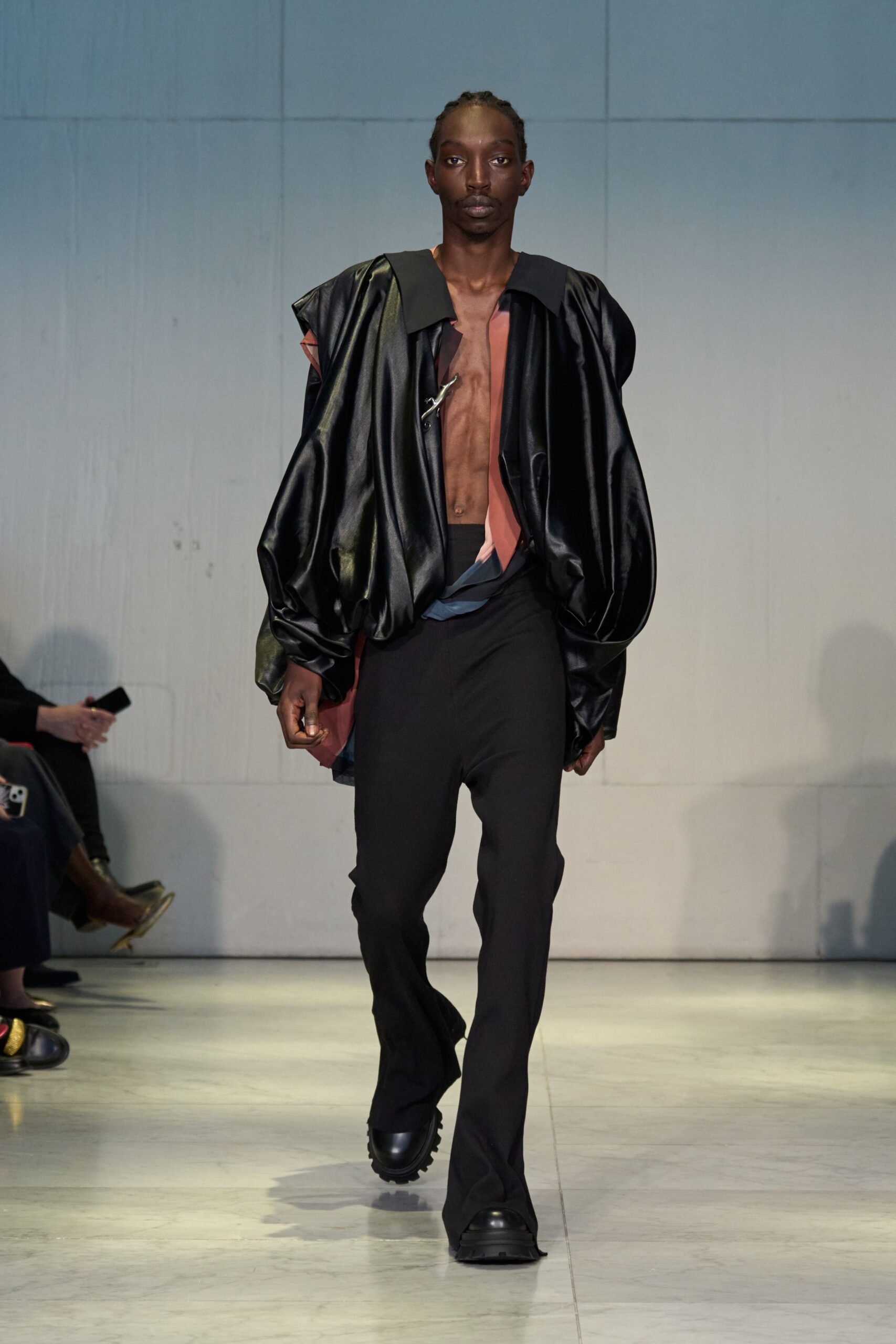 oversized black leather jacket