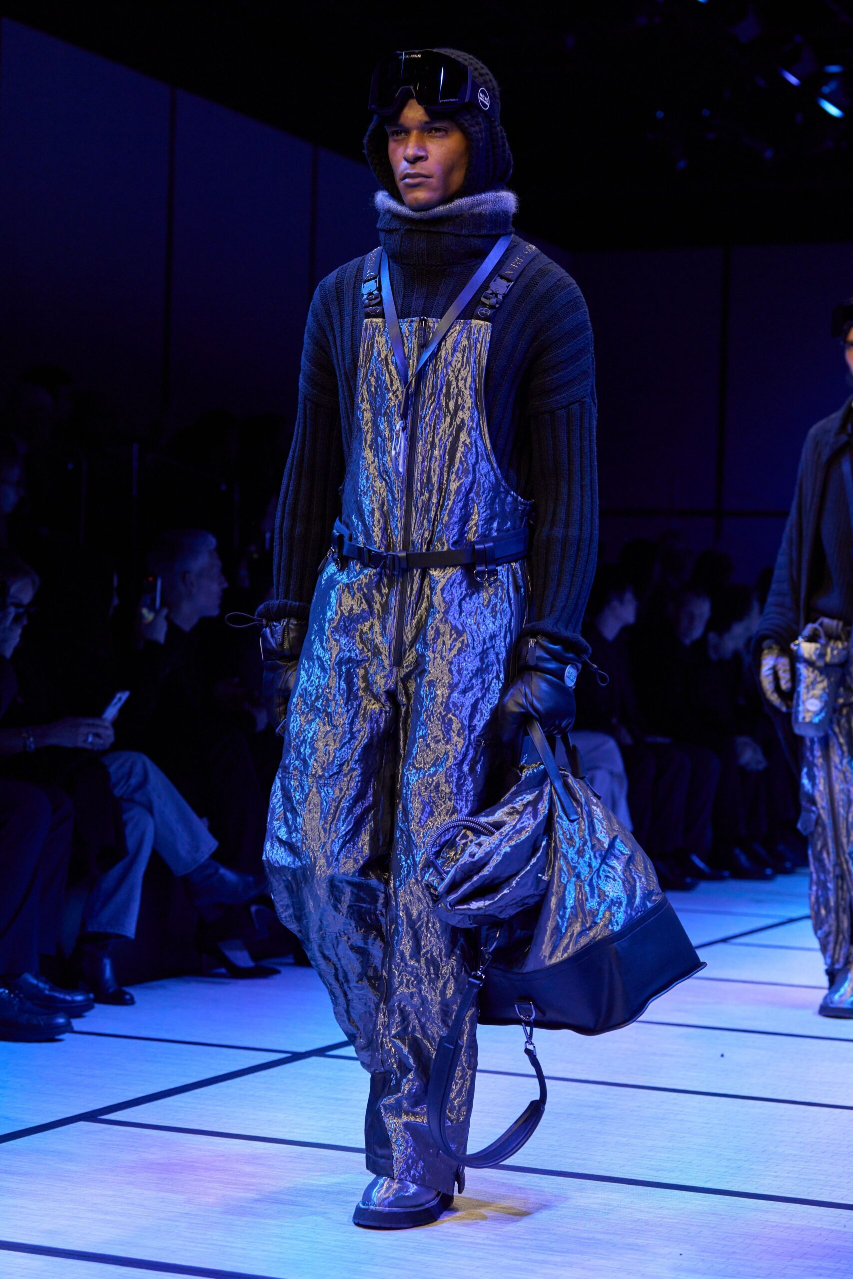 blue silk relaxed jumpsuit