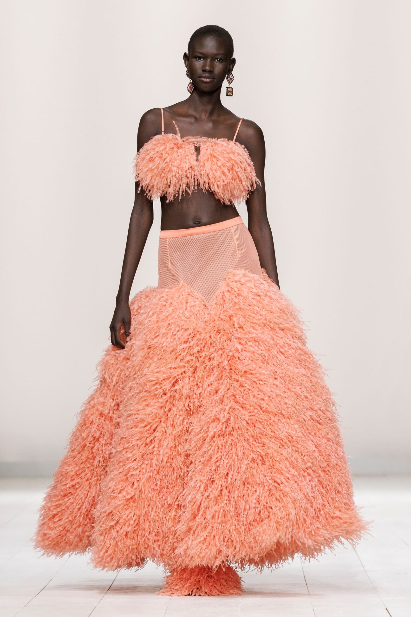 pink mesh sleeveless fitted fringed cropped crop-top