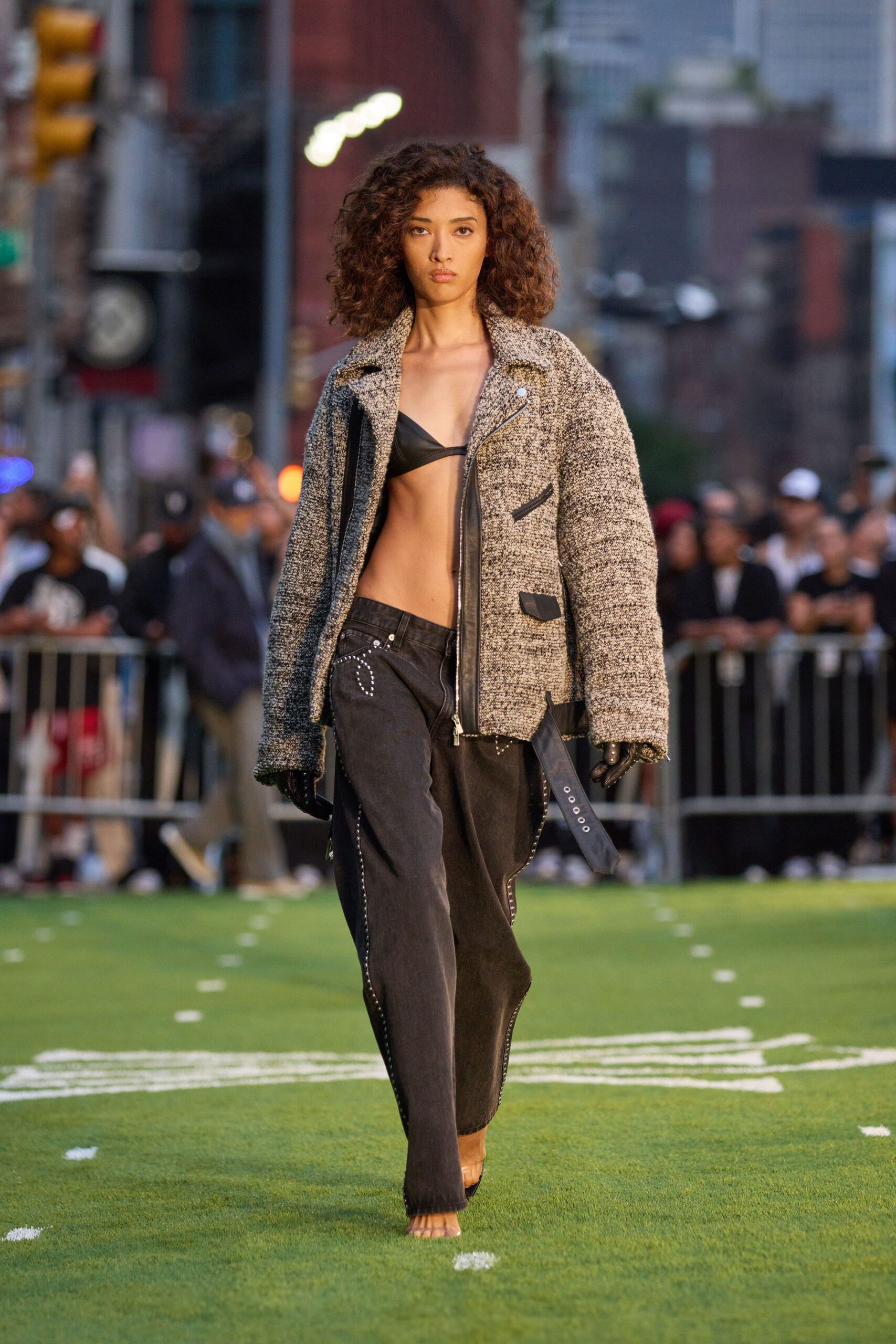 gray wool long-sleeve collared relaxed buttoned jacket