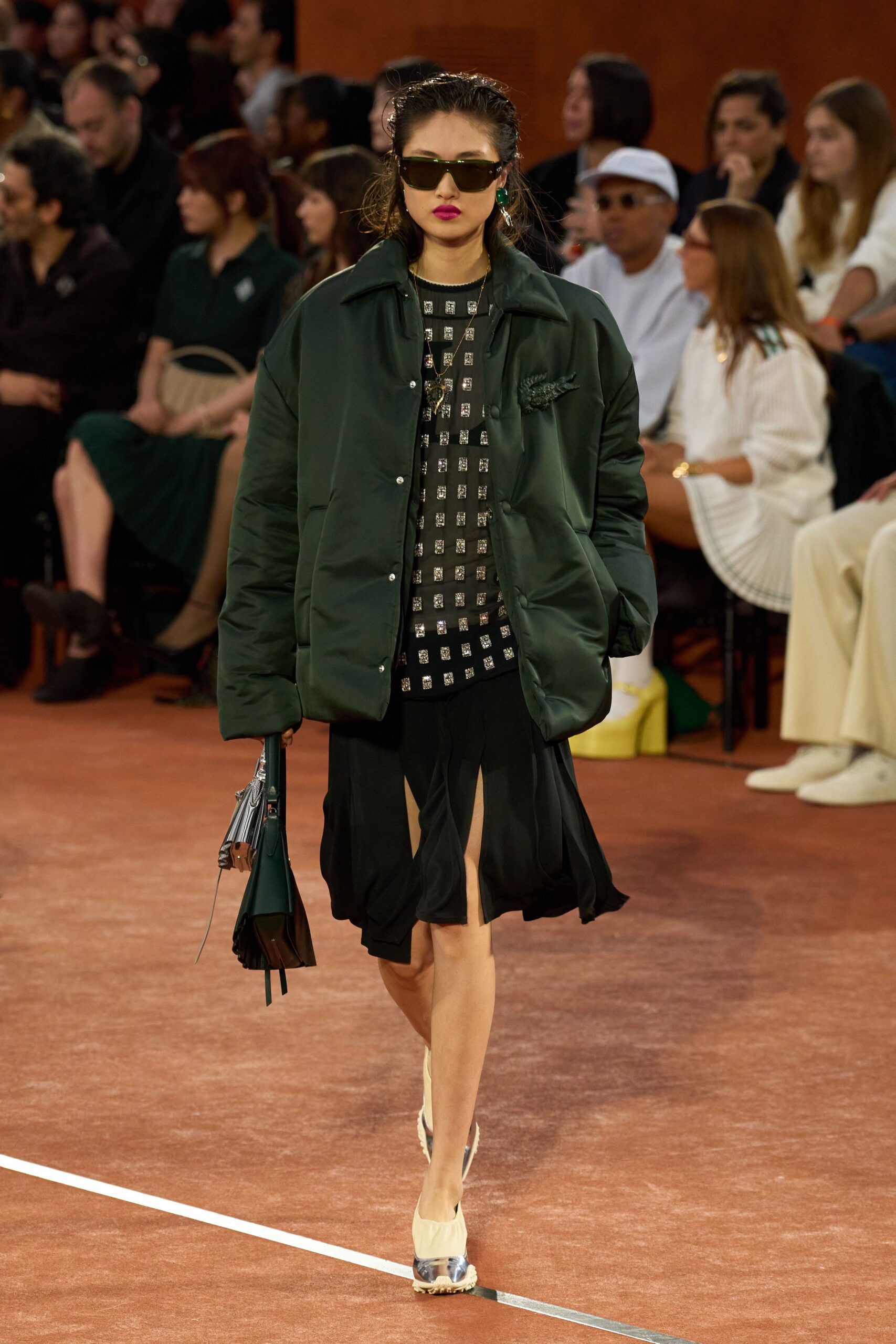 oversized green jacket with black top