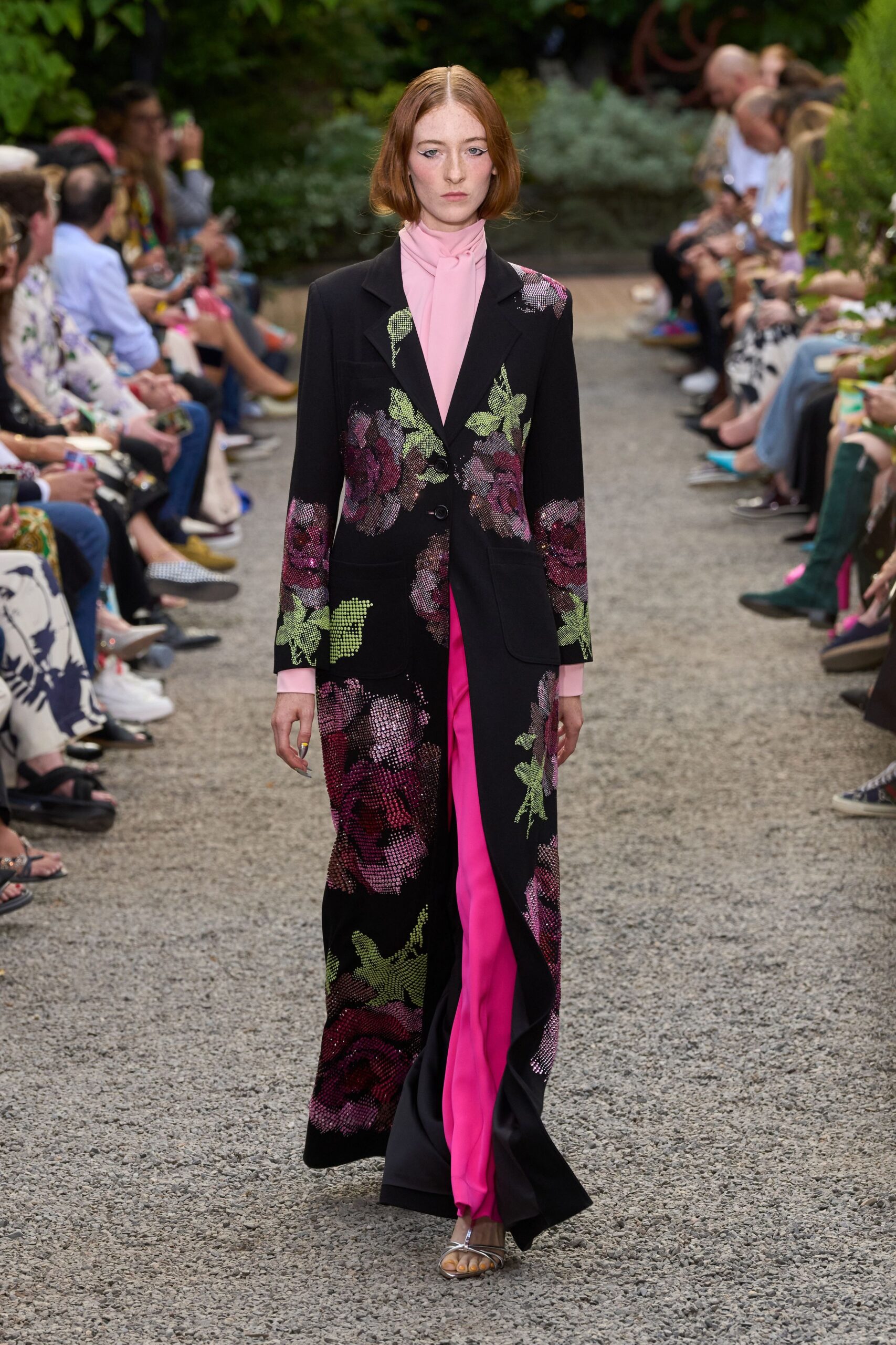 pink silk fitted pants