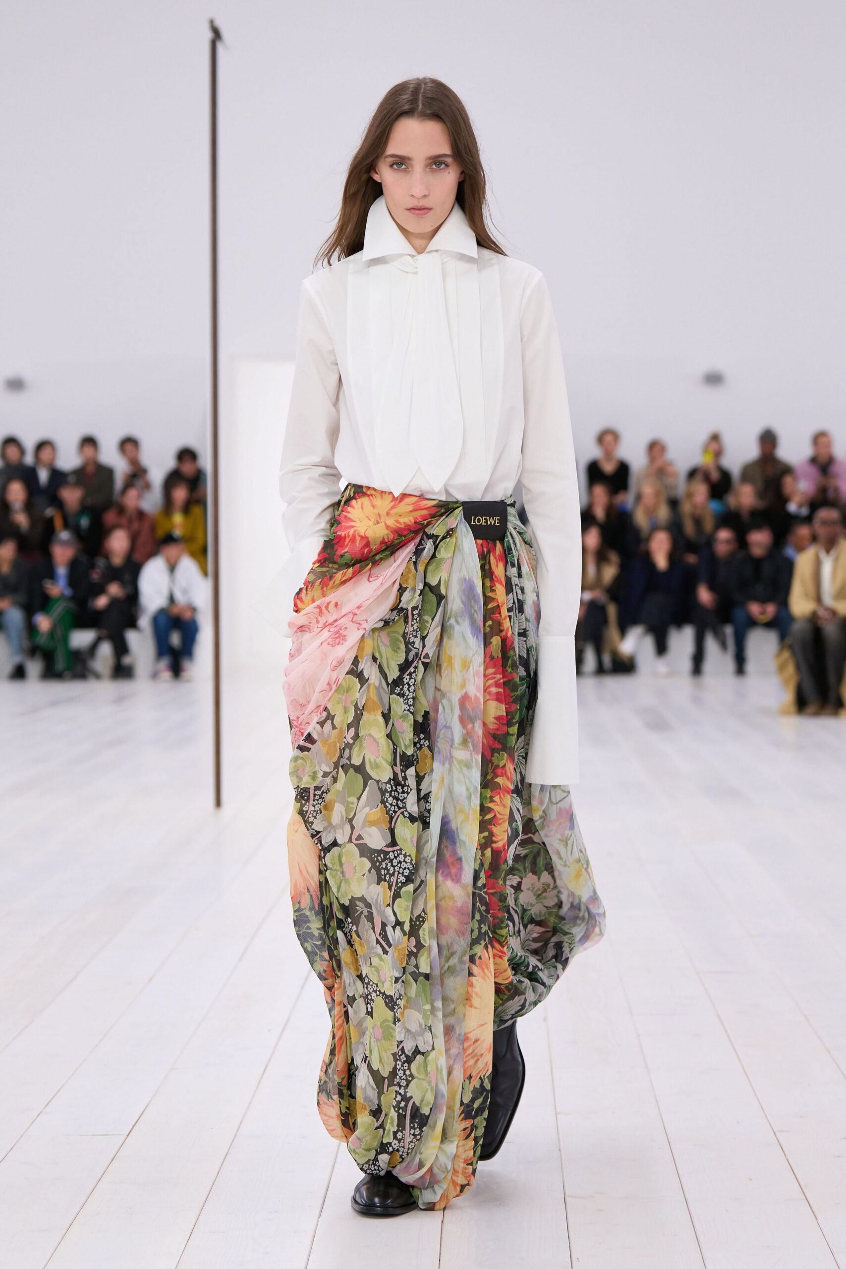 multi silk relaxed layered flared flowing skirt
