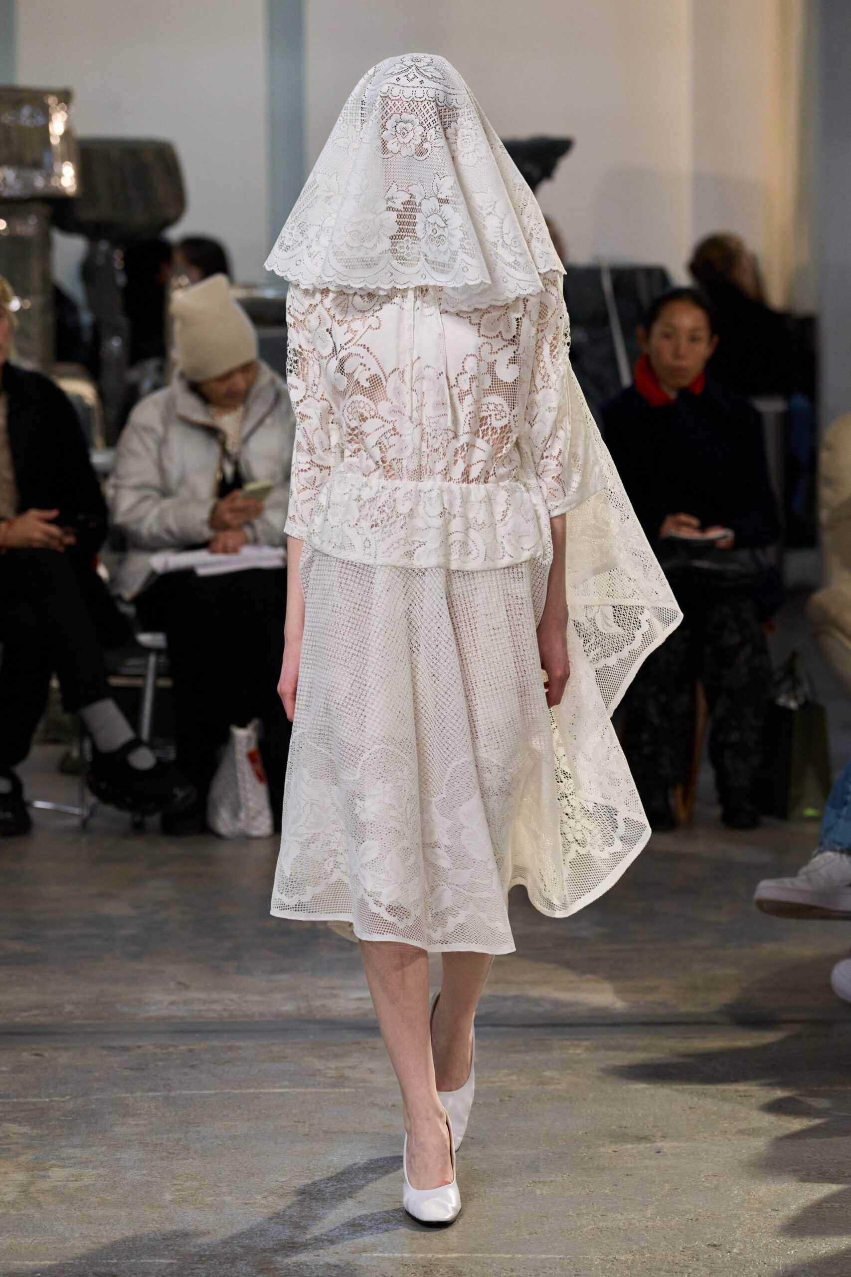 white lace midi dress with shoes