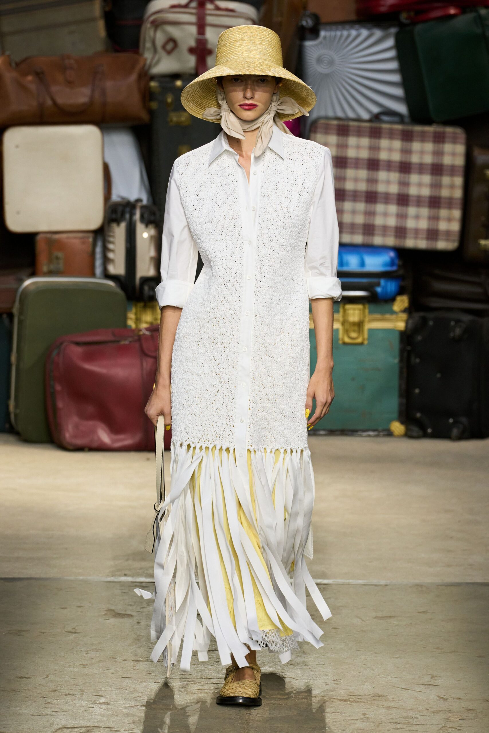 white relaxed maxi dress with hat