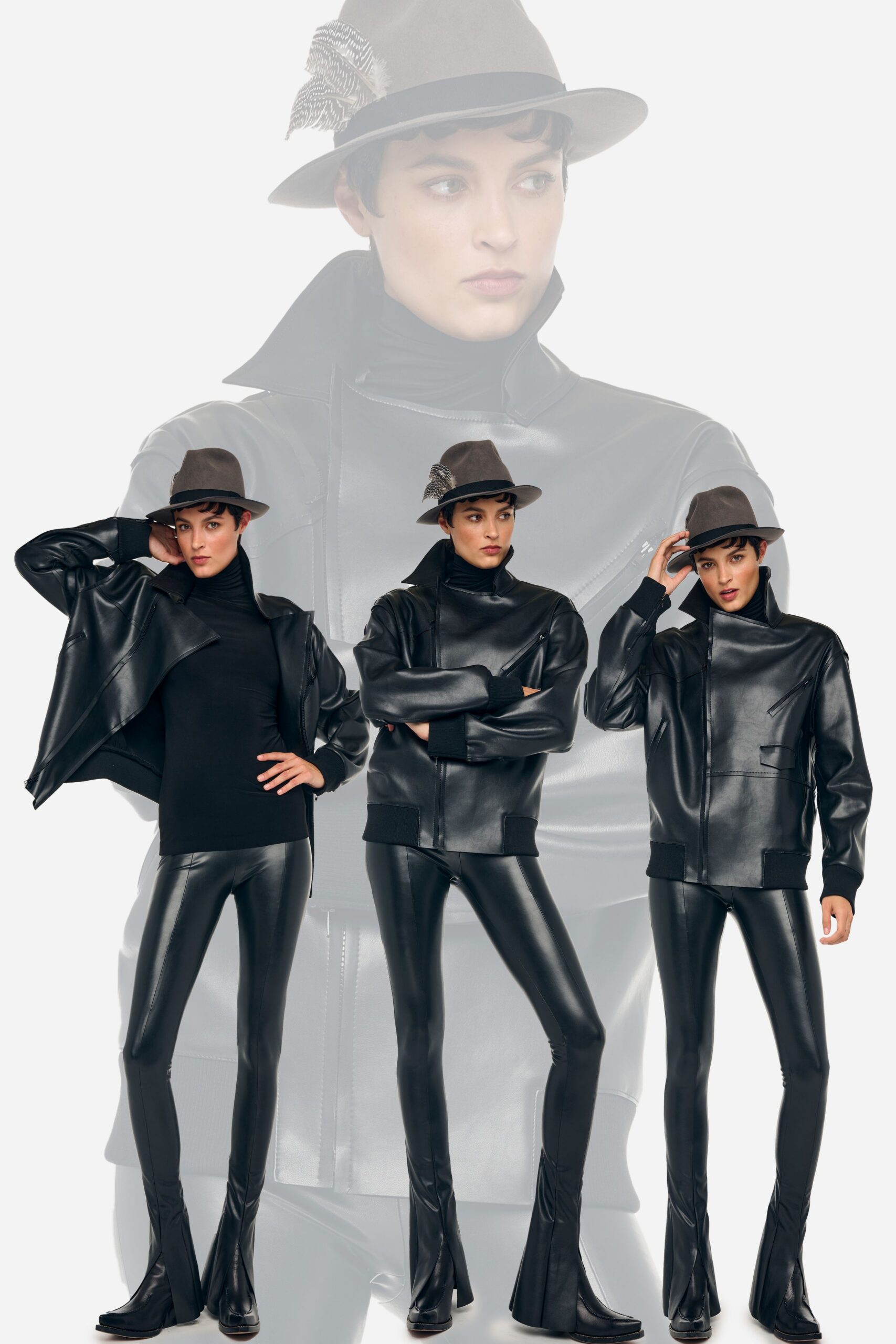 black leather jacket and pants outfit