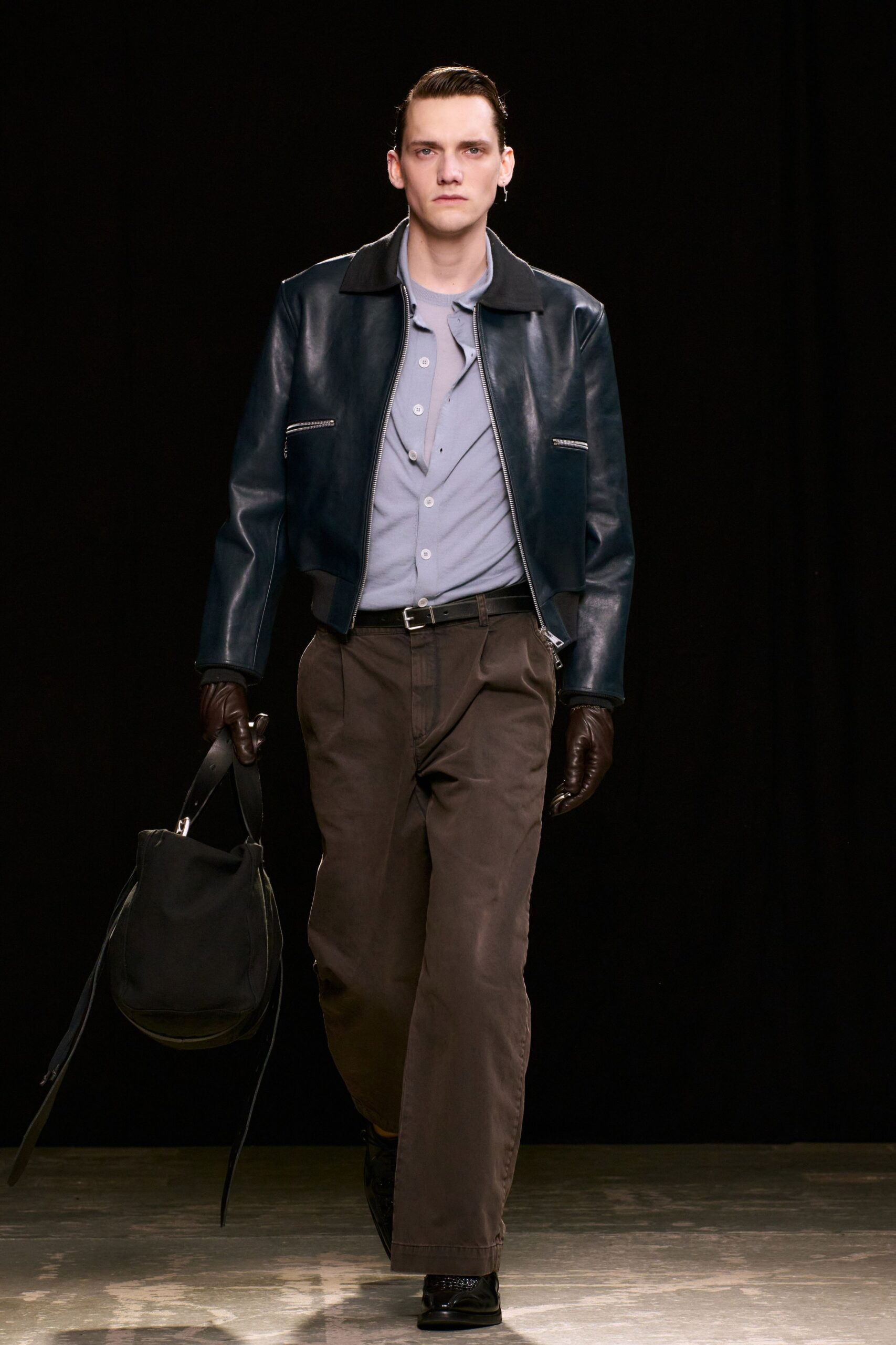 brown leather gloves
