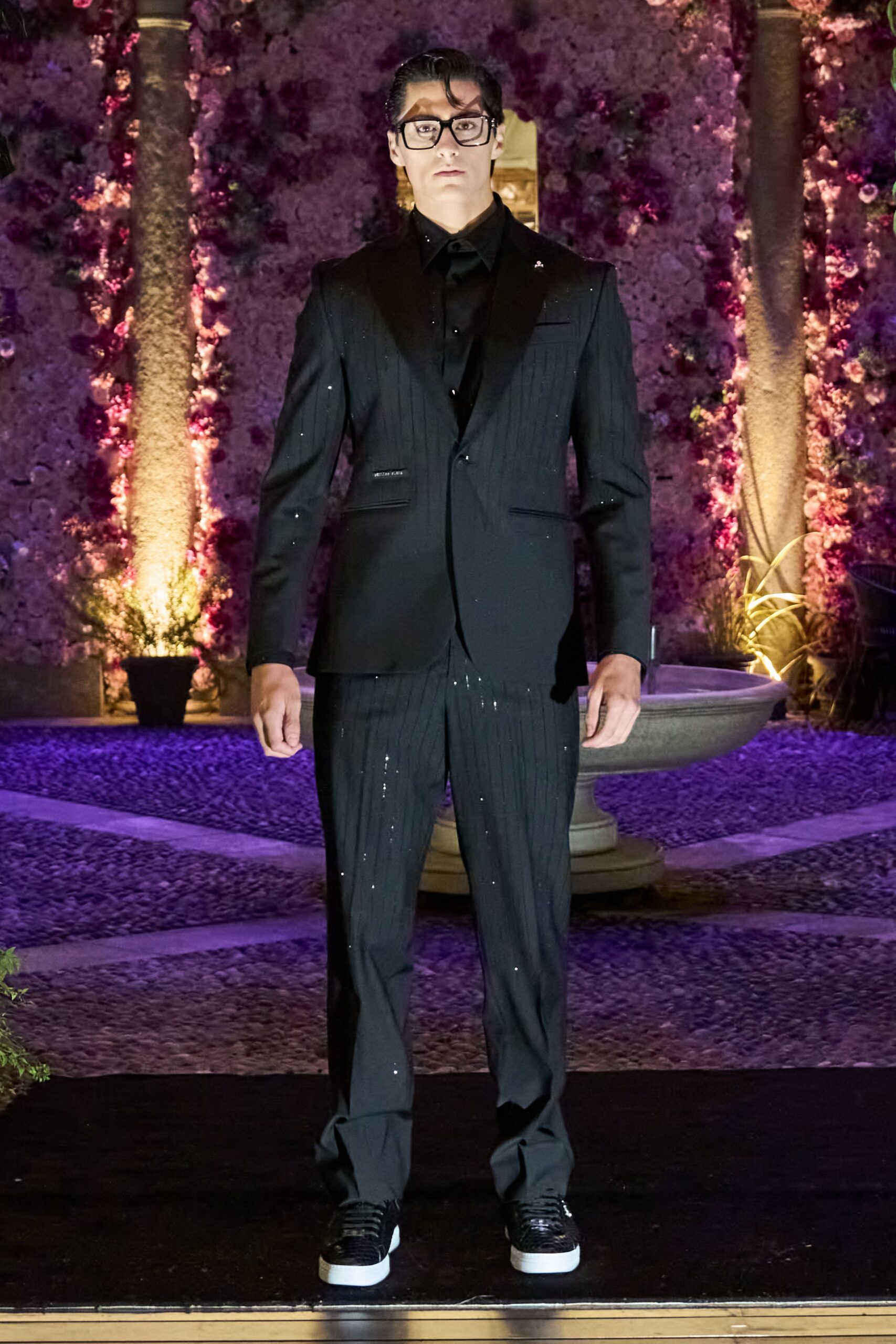 black tailored suit with shoes