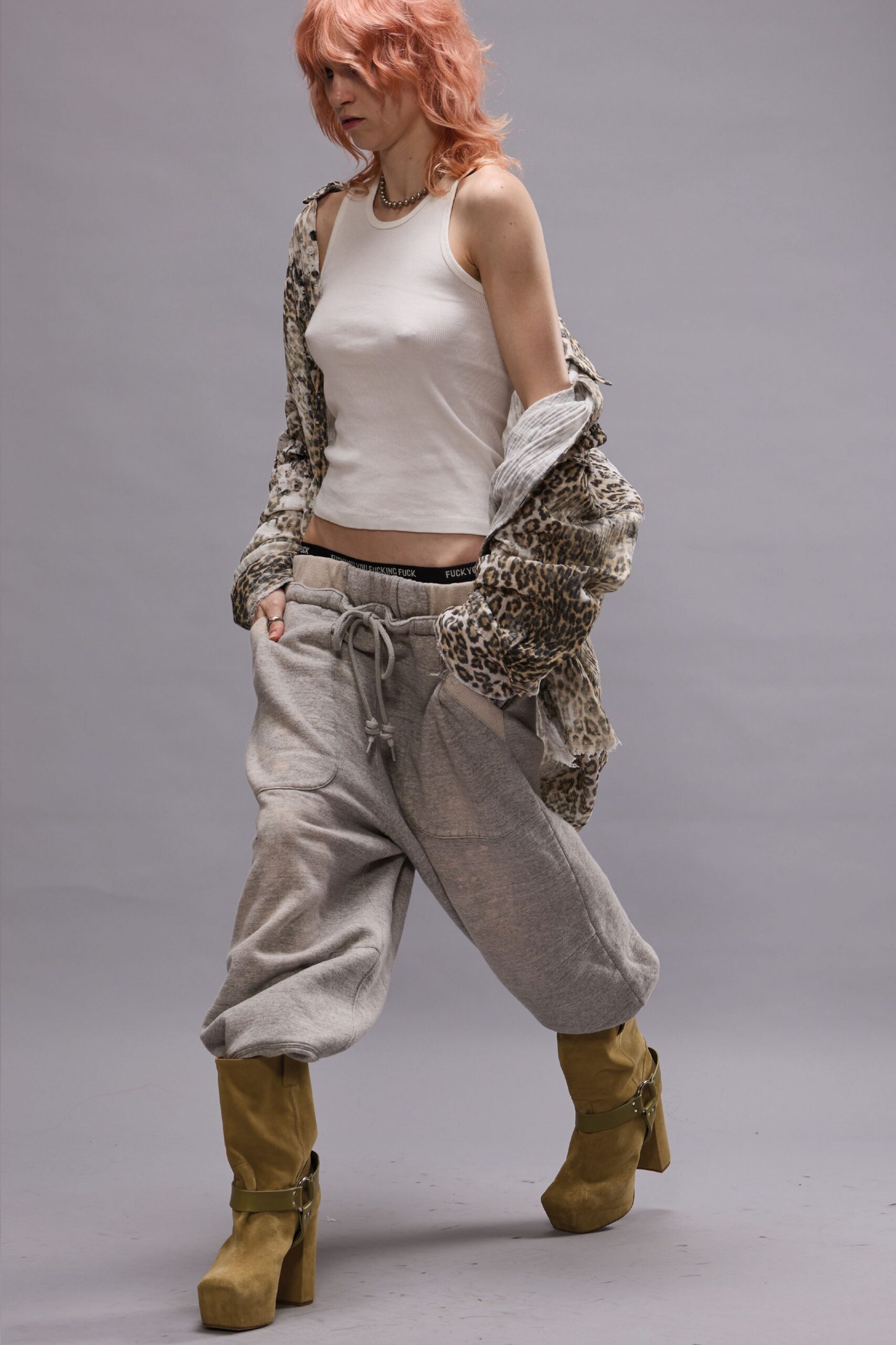 multi faux-fur oversized animal-print coat