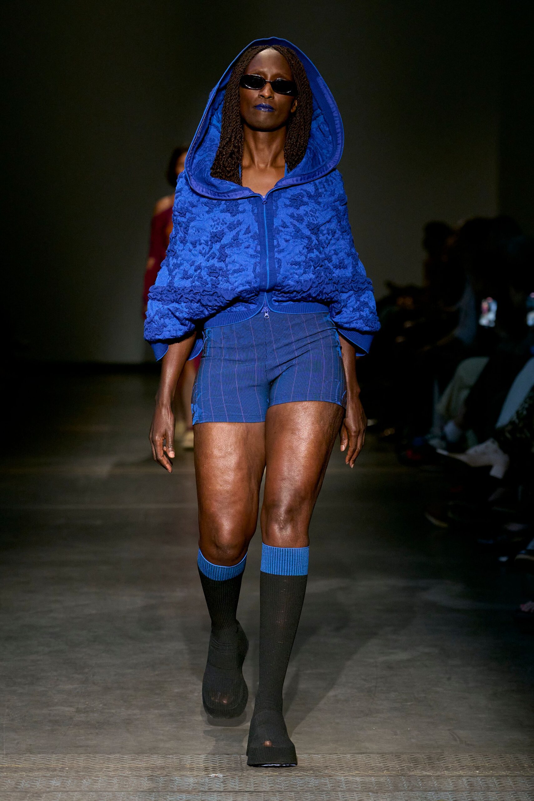 blue oversized hoodie with shorts