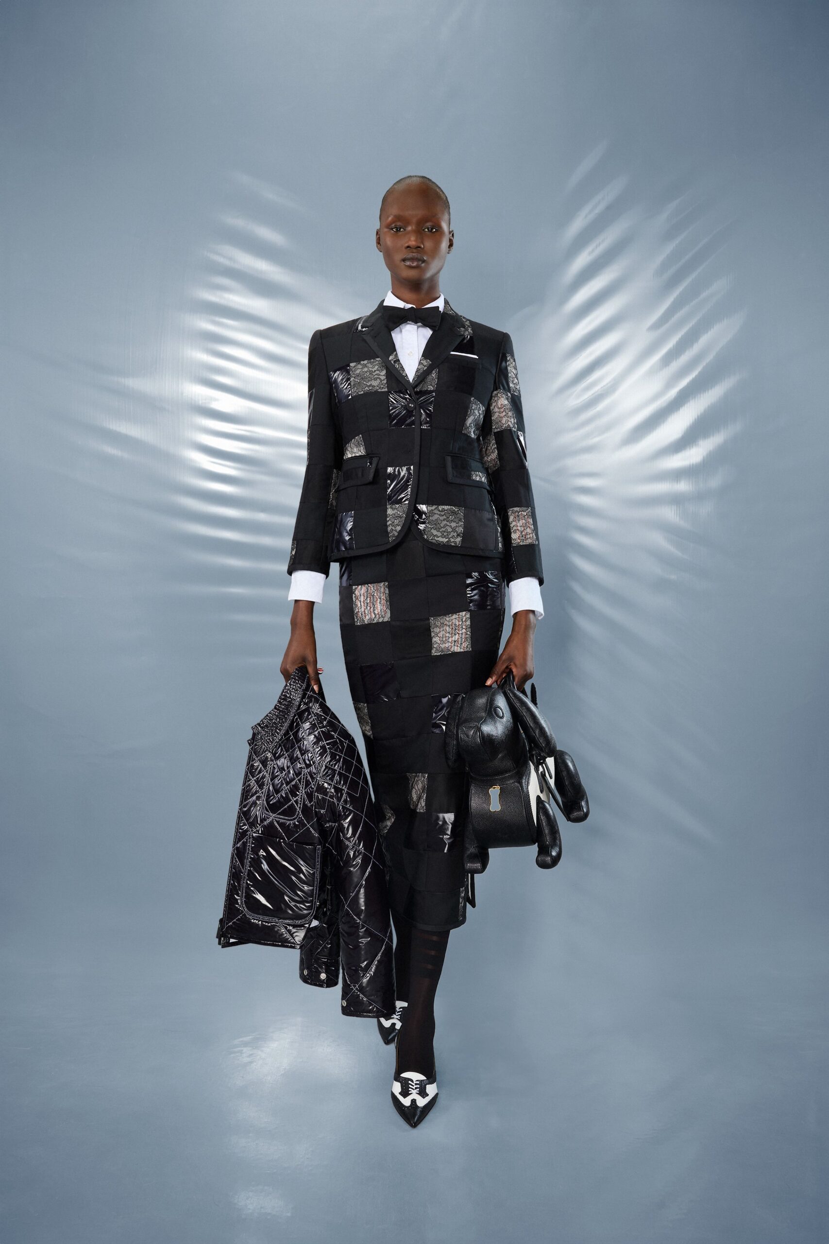 black and white tailored suit