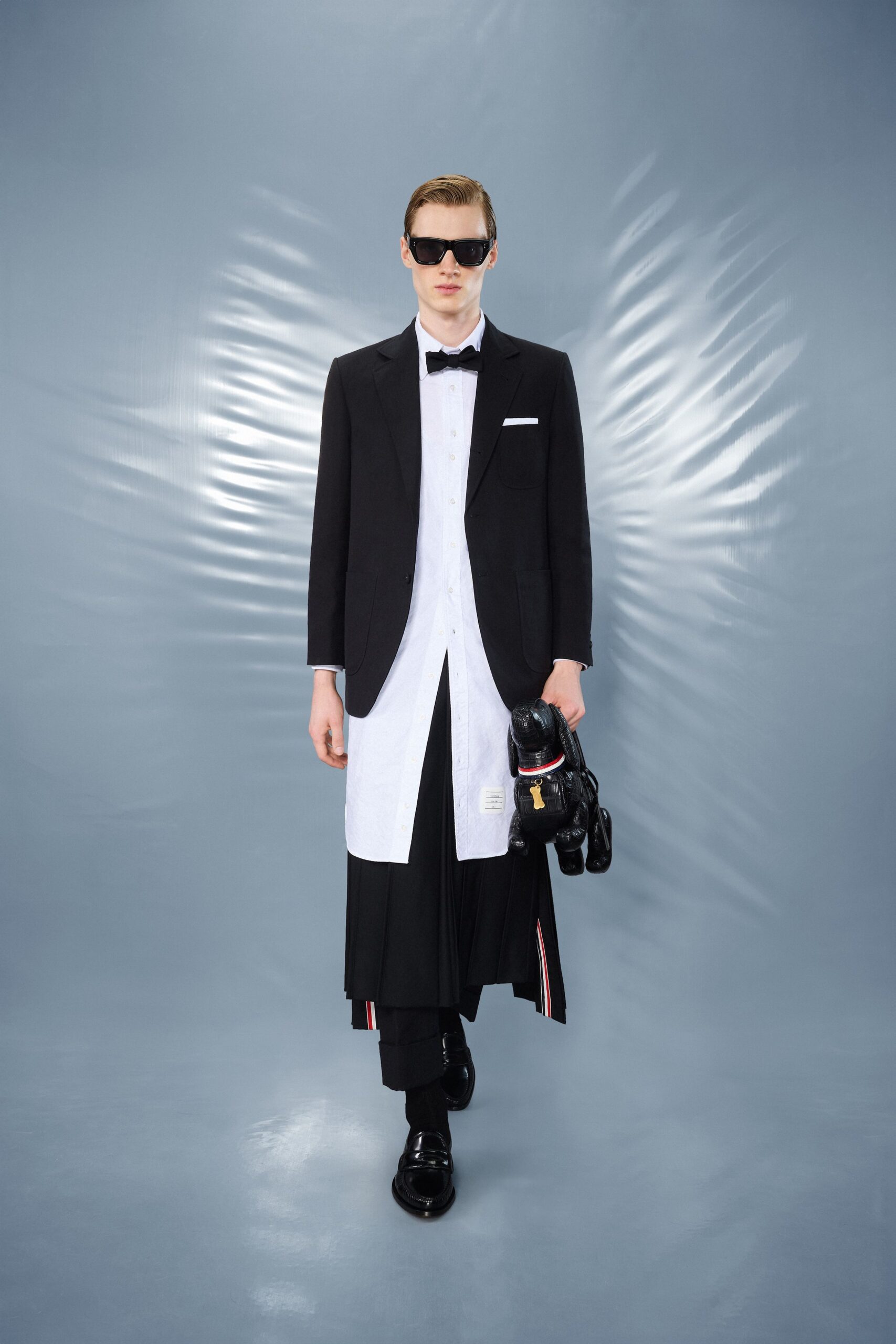 black tailored blazer with white shirt