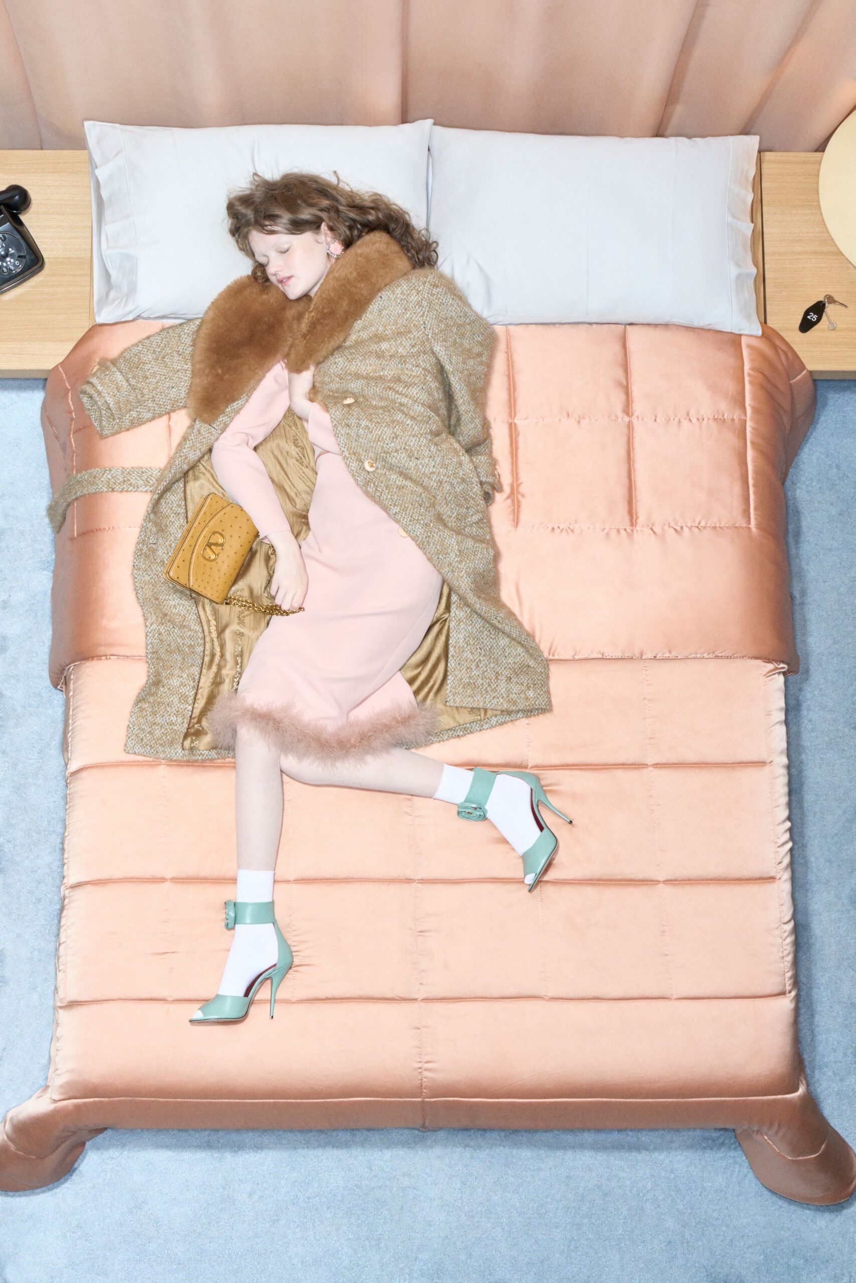 beige wool long-sleeve relaxed layered coat
