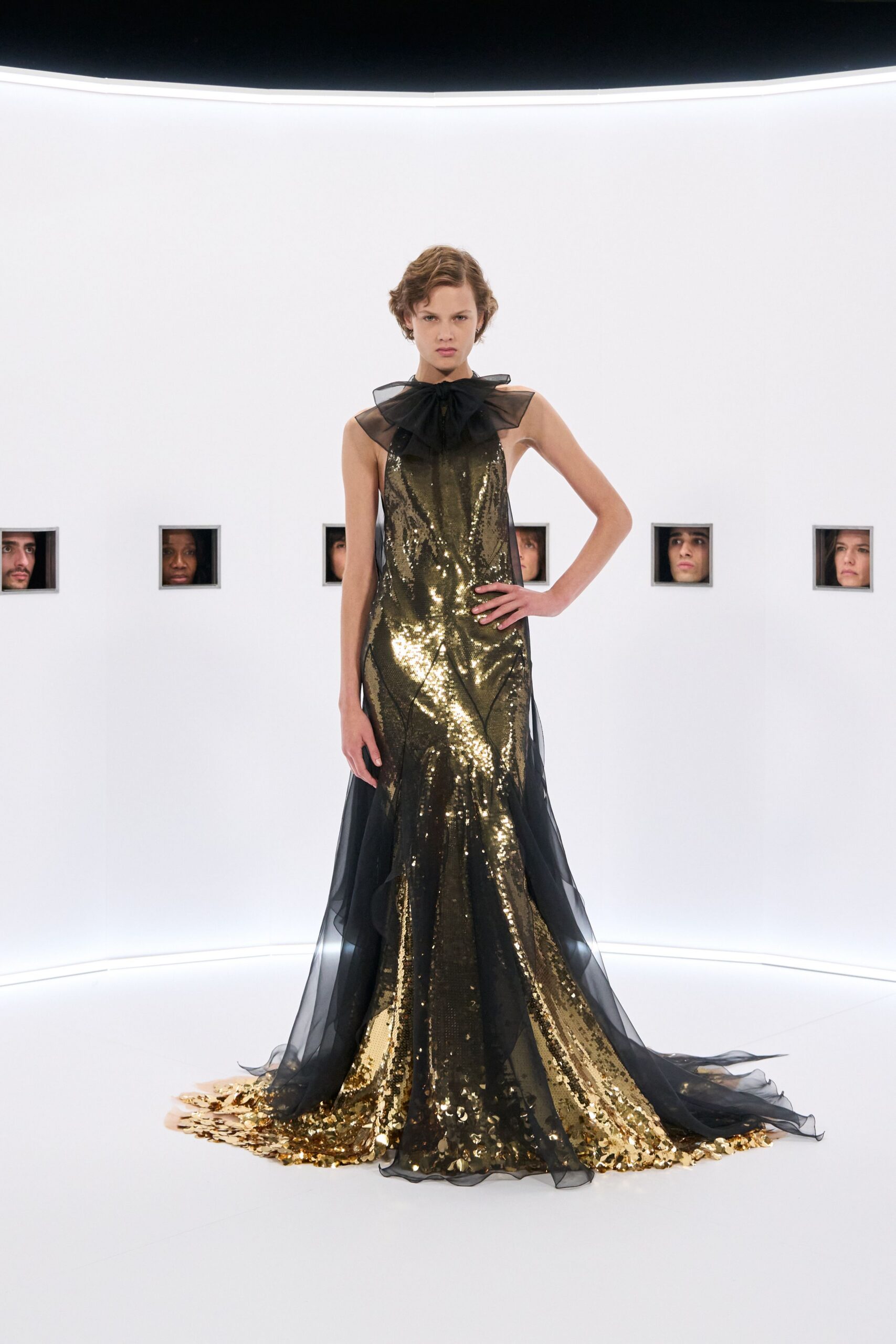 black and gold sequined gown