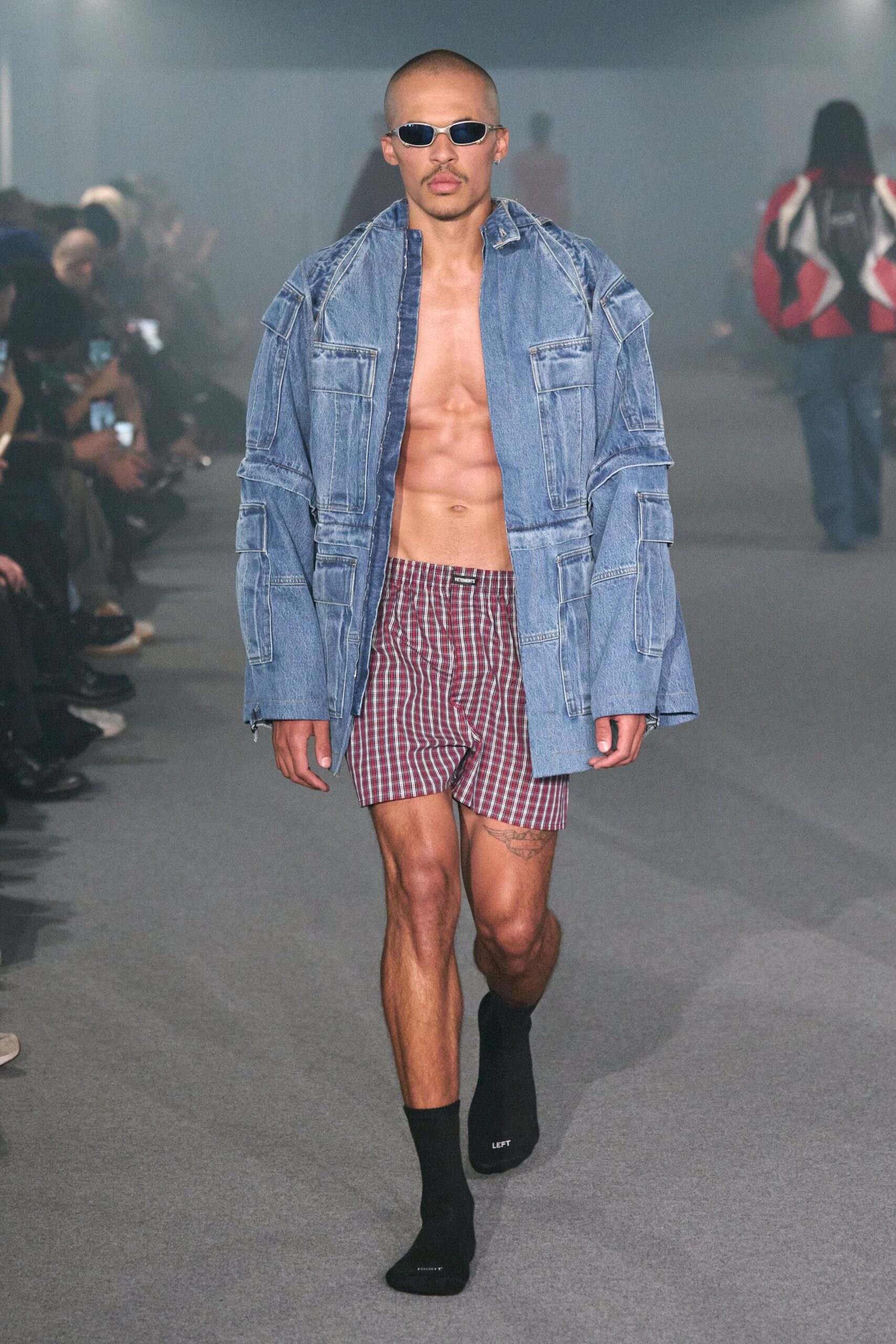 oversized denim jacket with shorts