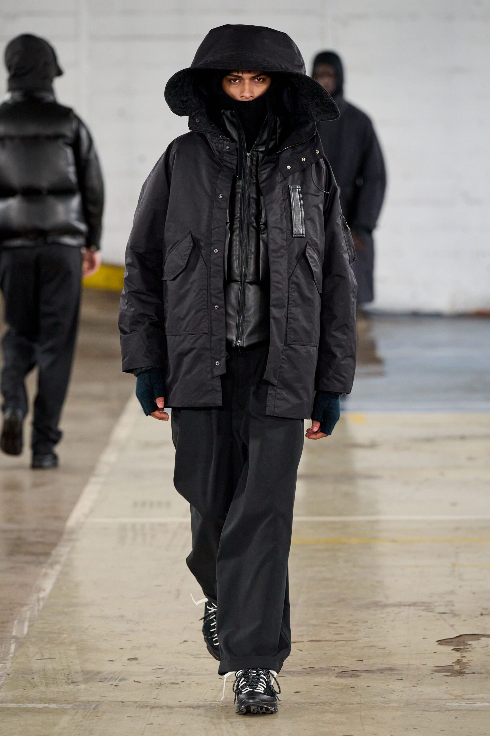 black oversized jacket with fitted top
