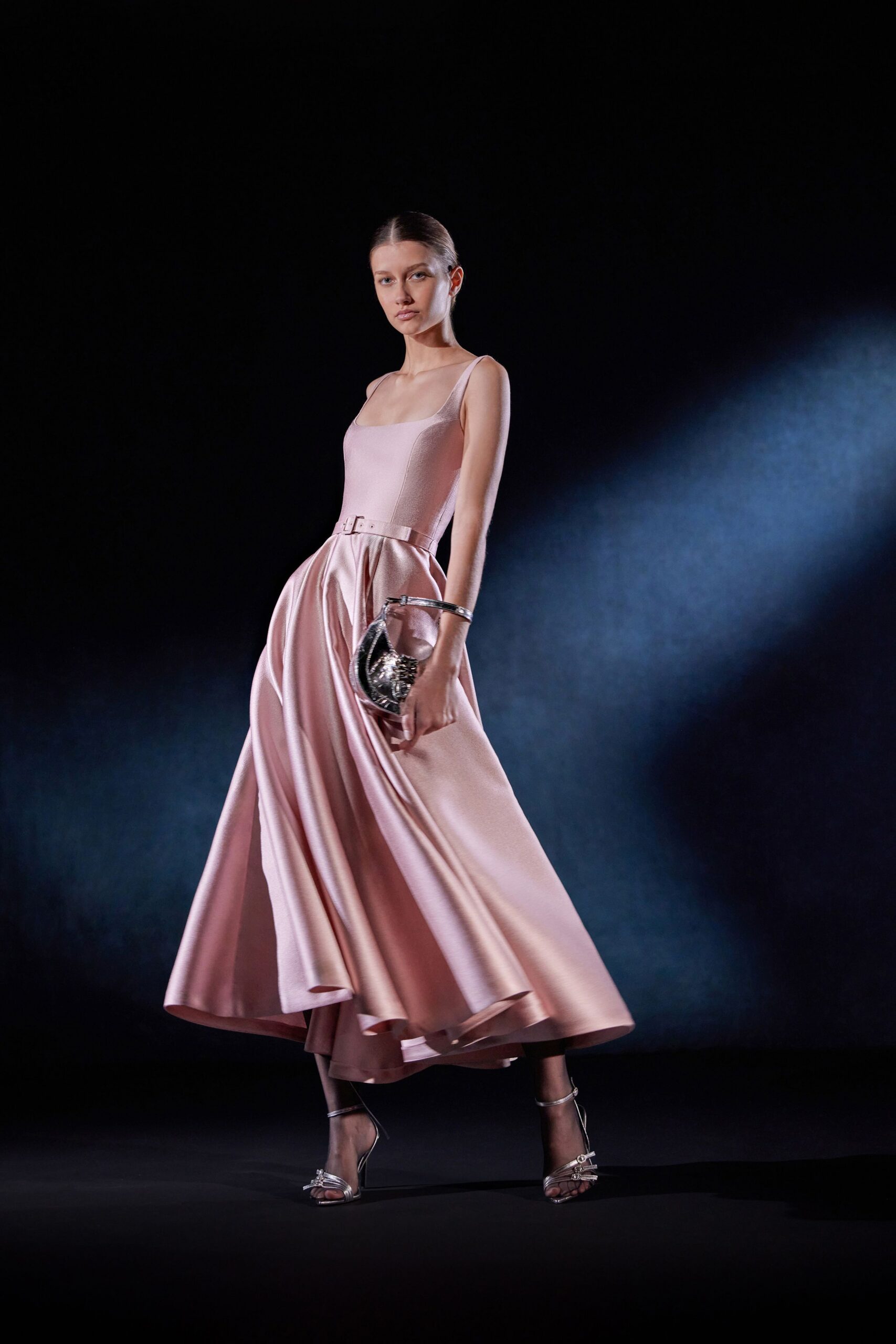pink silk sleeveless gown