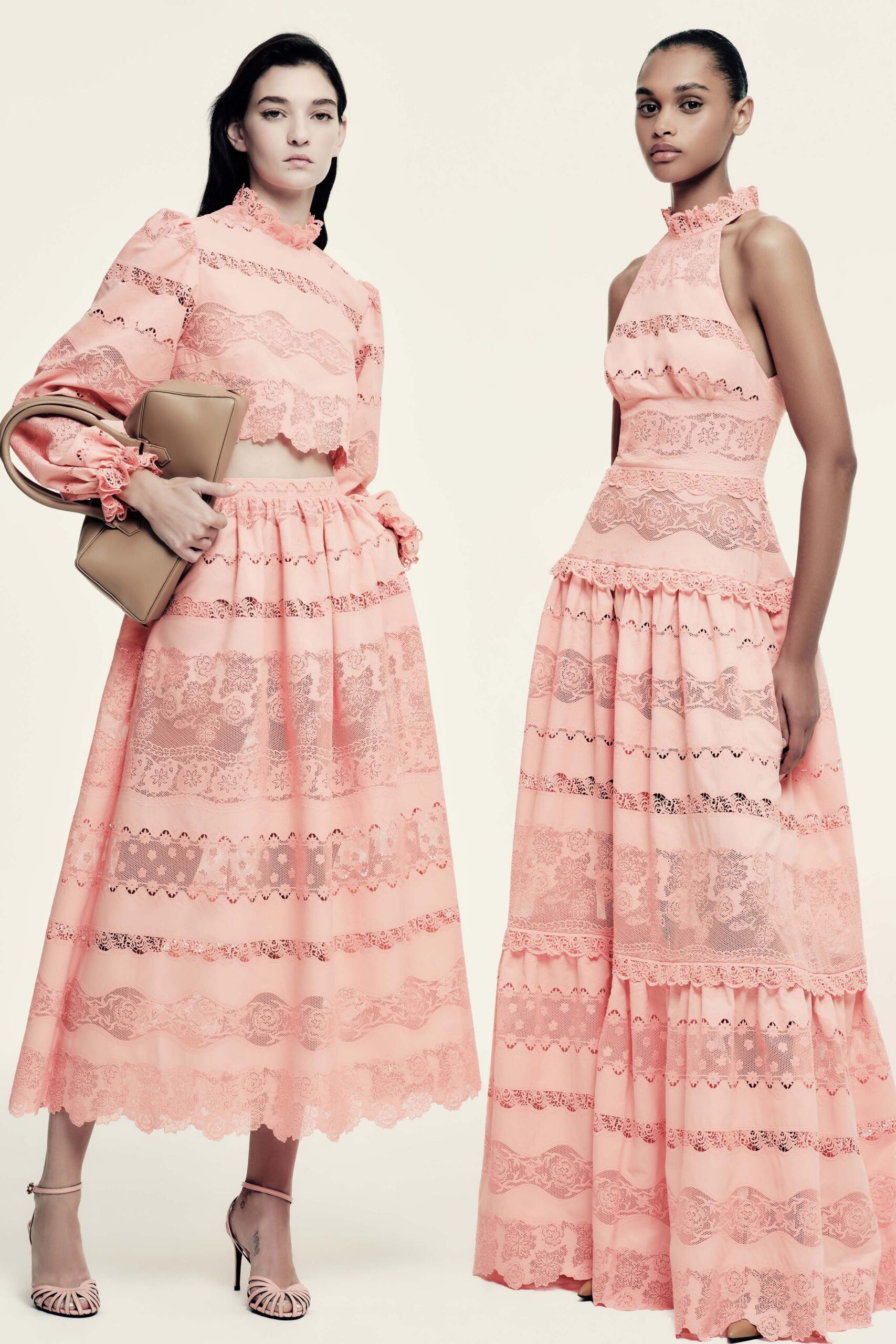 pink lace tiered dress and top