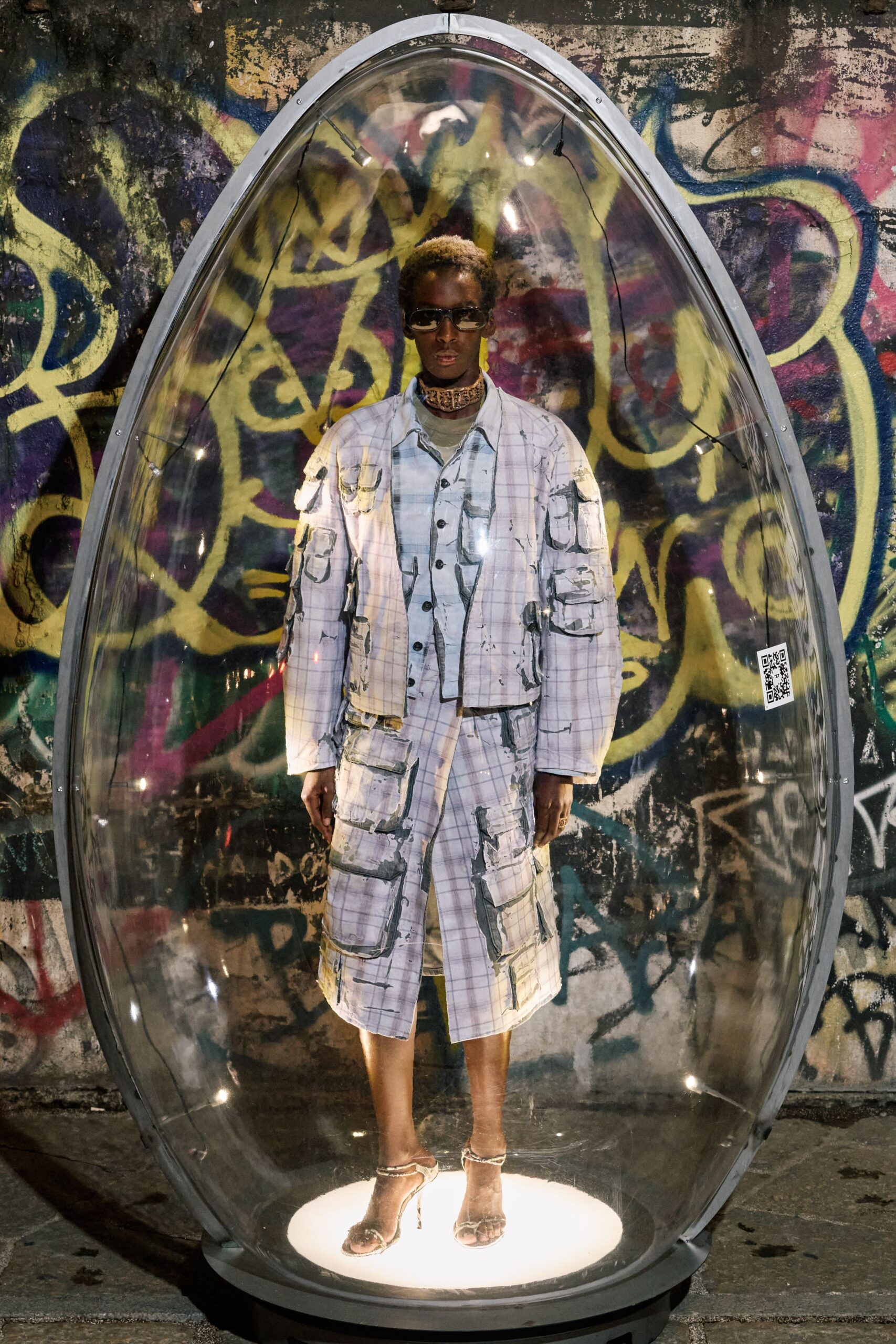 relaxed cotton jacket with pleated skirt
