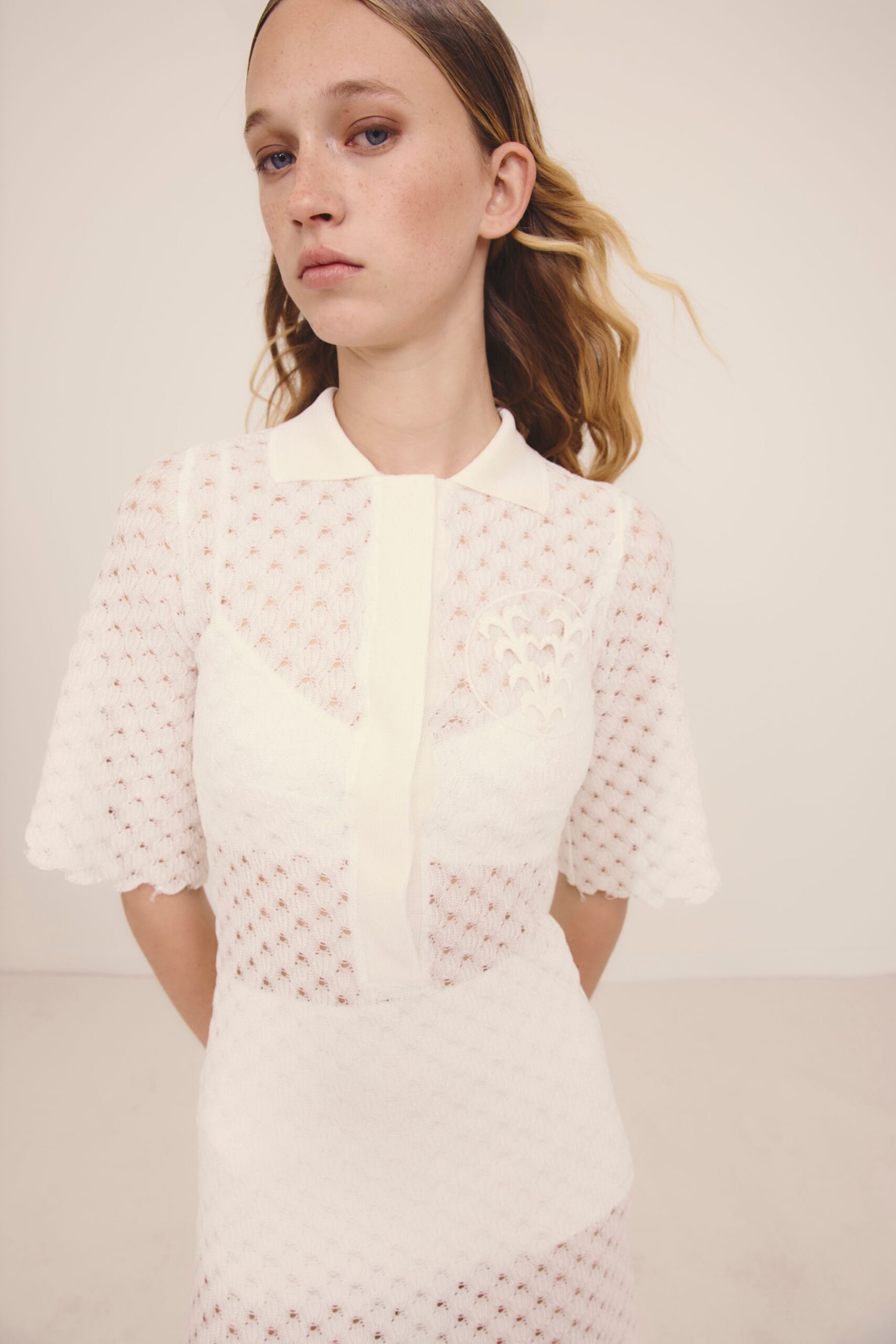 white fitted collared mini dress