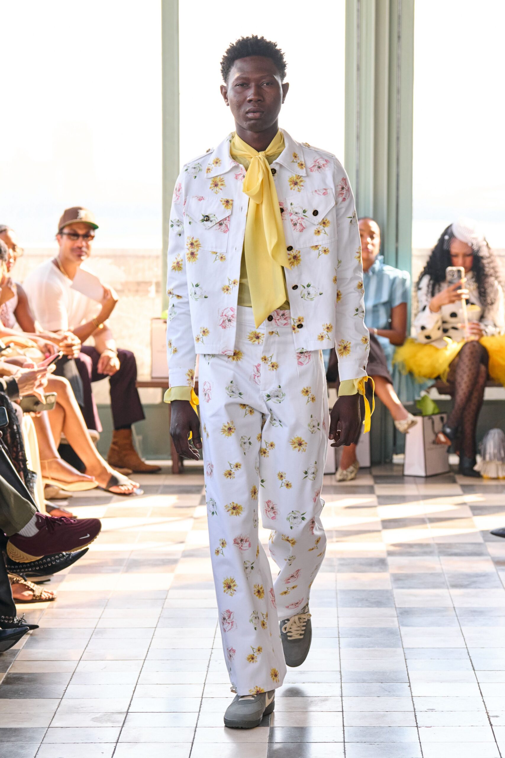 floral white jacket and pants