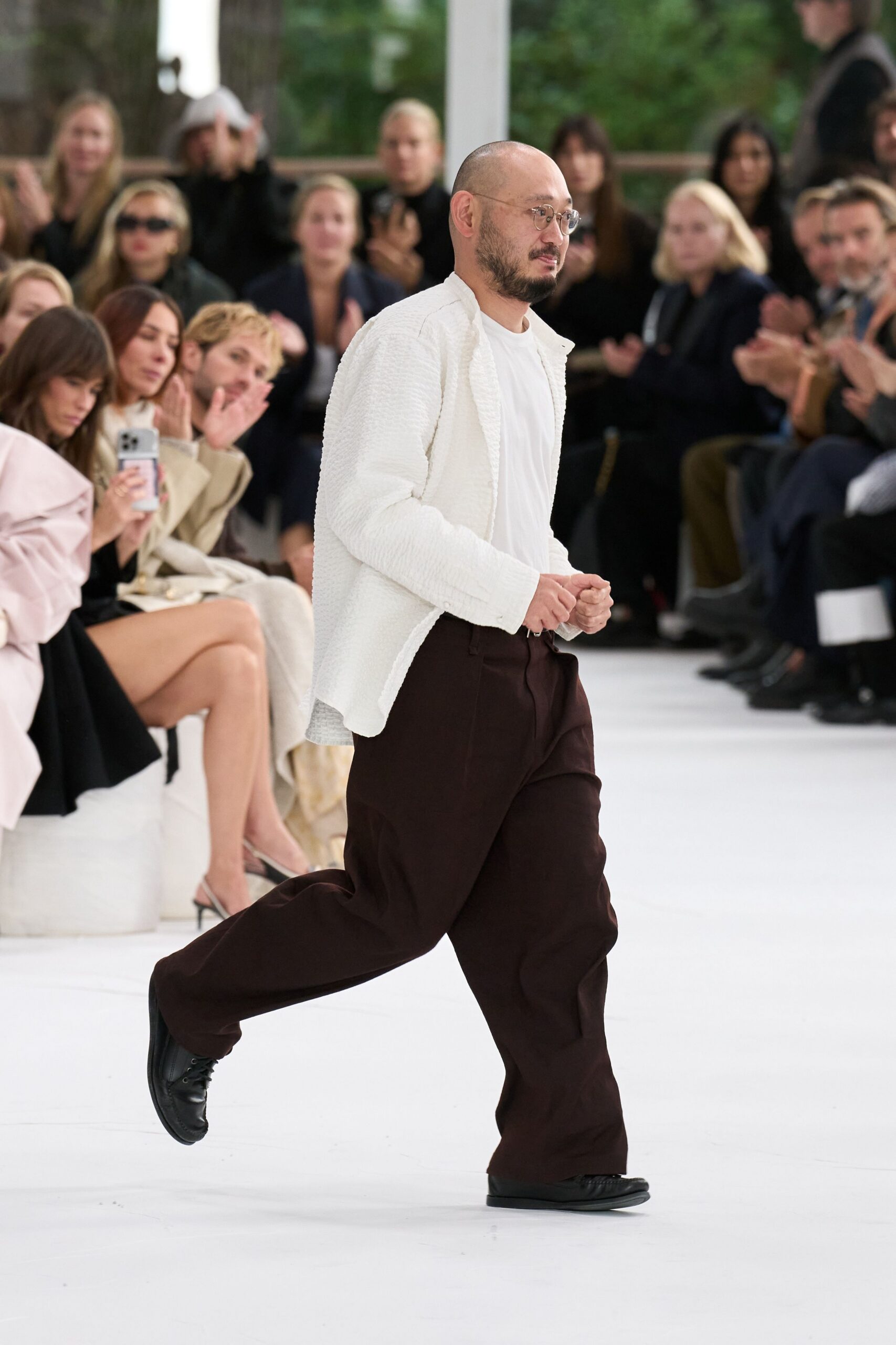 white cotton long-sleeve collared relaxed textured jacket