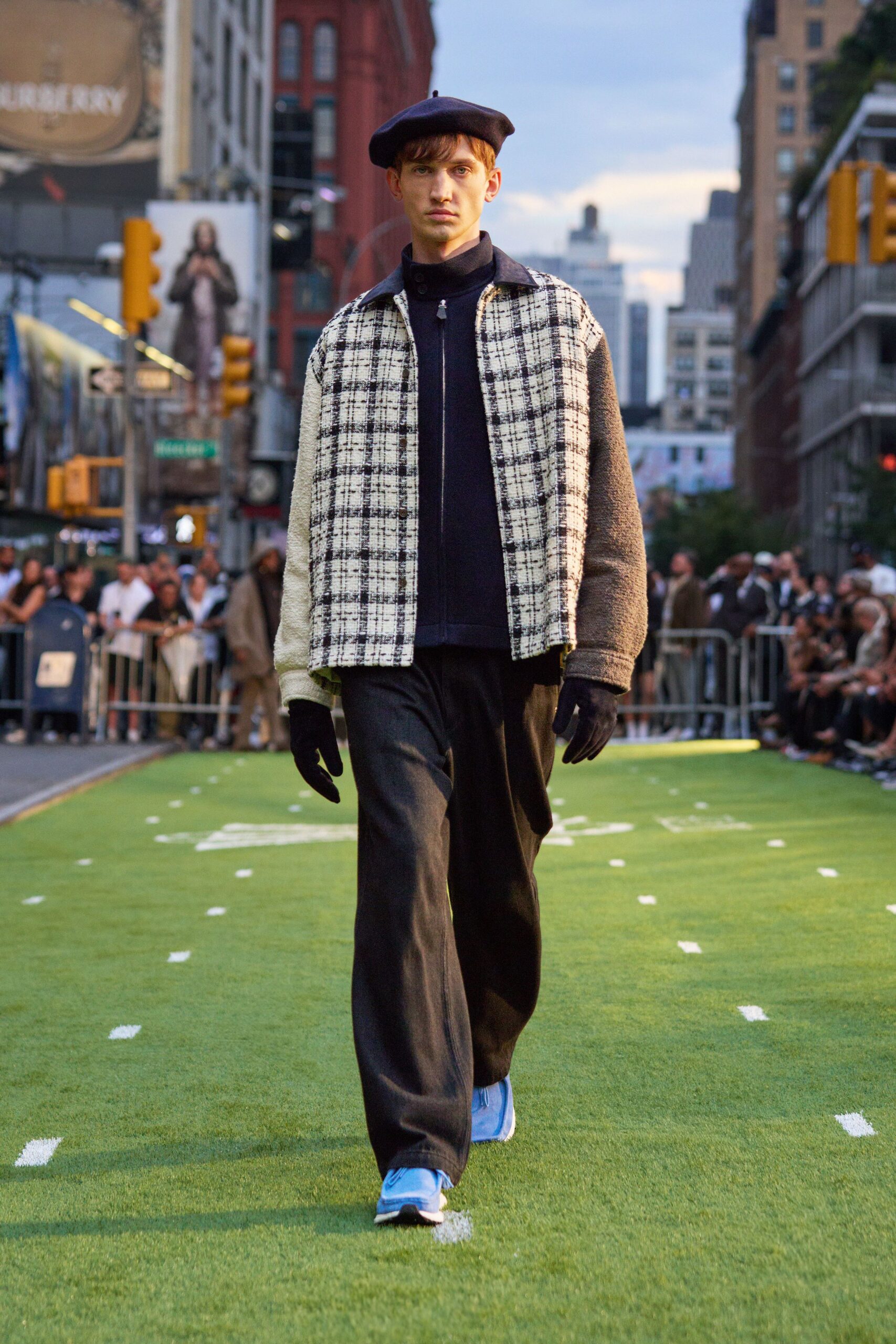 relaxed black and white jacket with turtleneck