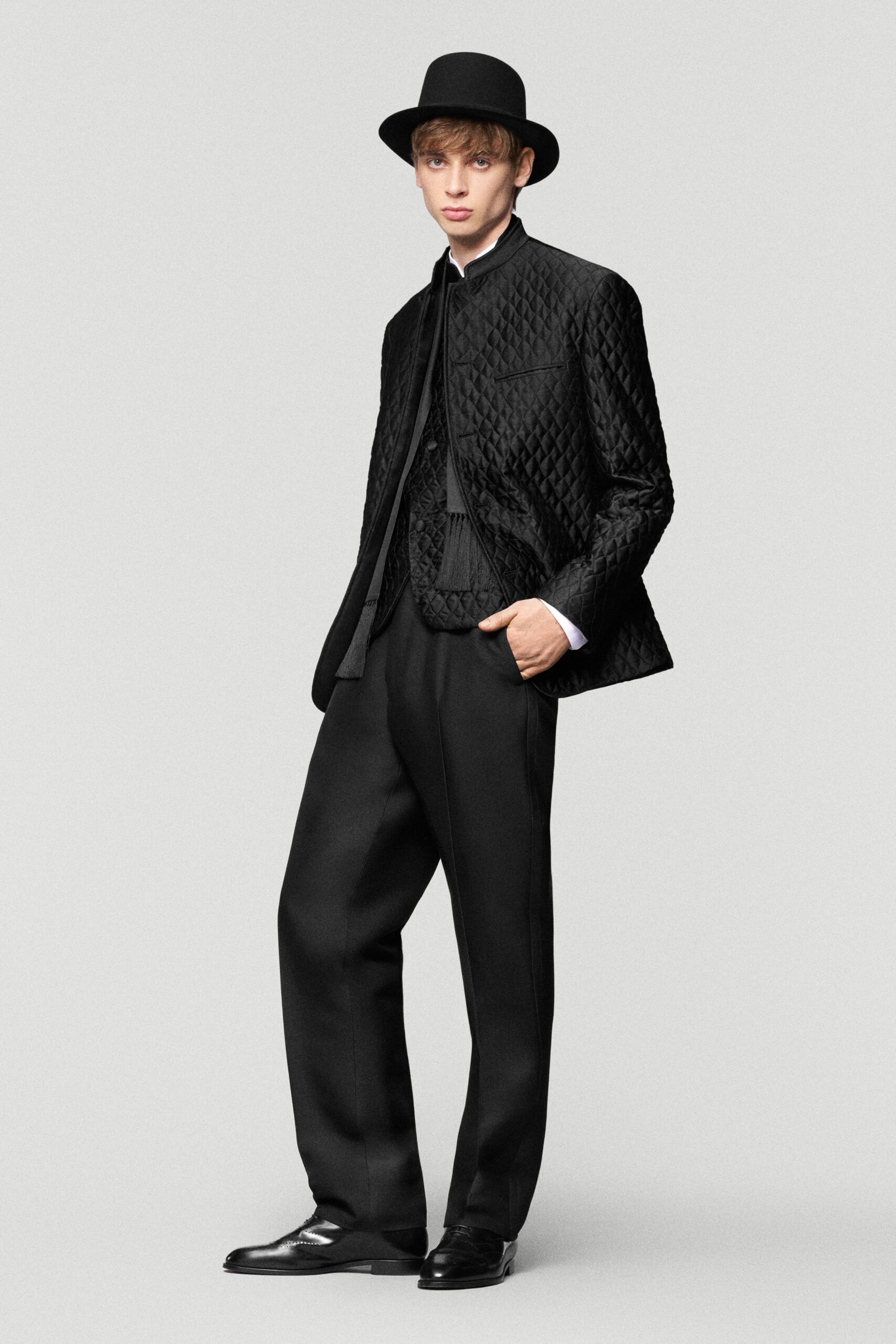 black tailored blazer and pants