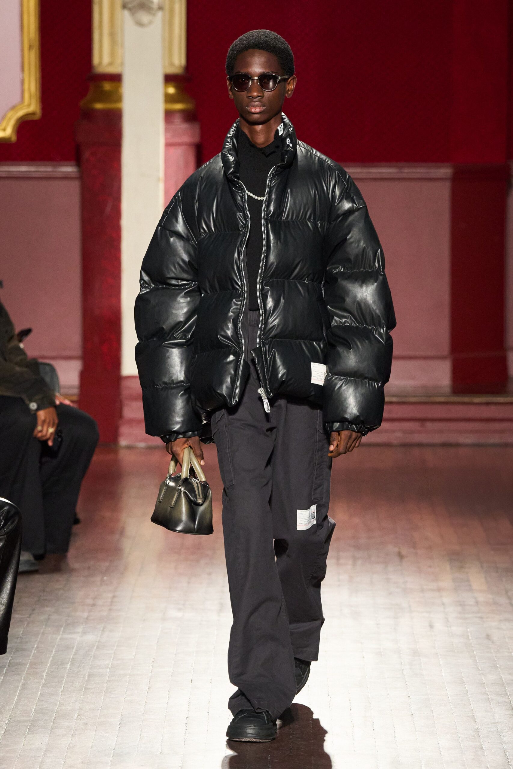 black oversized puffer jacket