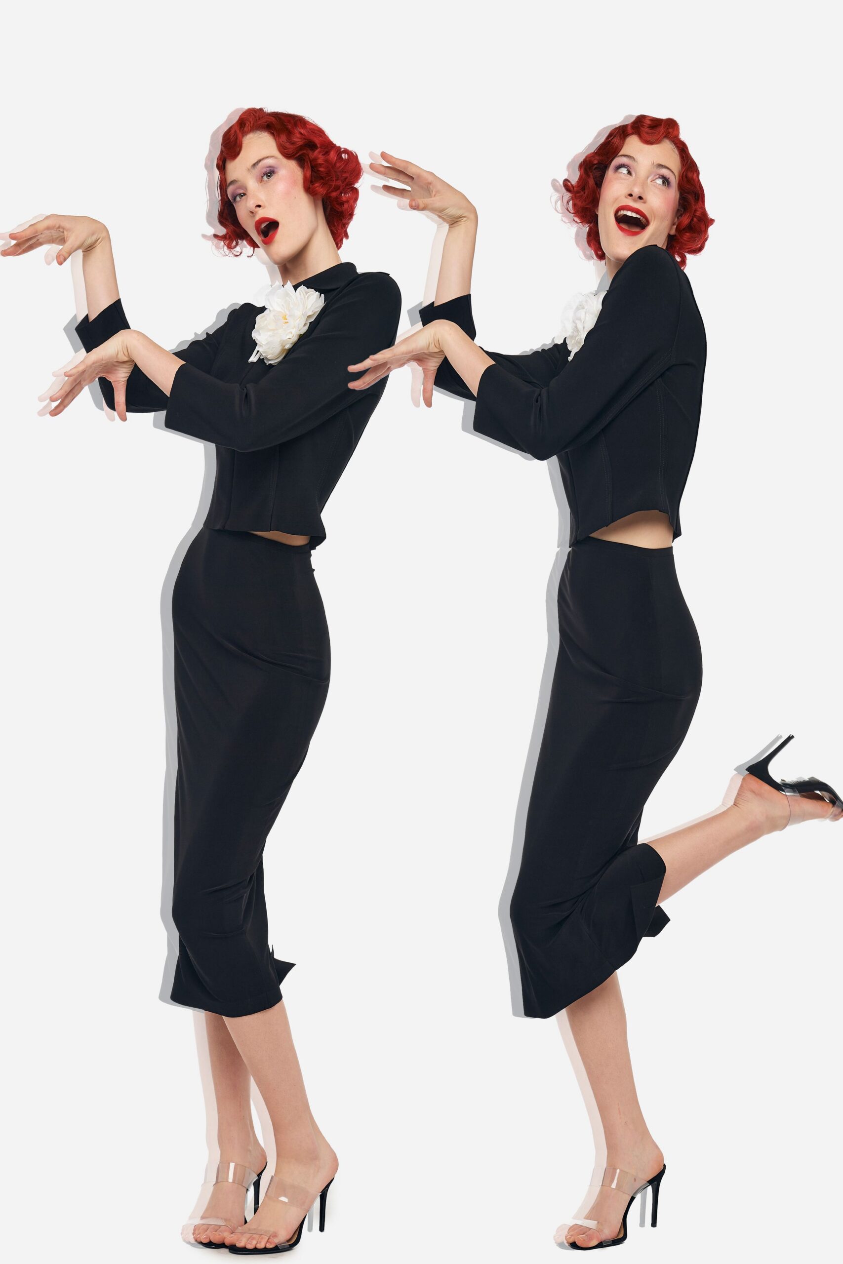 black cotton long-sleeve collared fitted buttoned cropped top